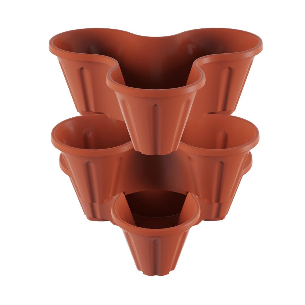 Terracotta 3-Tier Stacking Planters for Indoor/Outdoor Use
