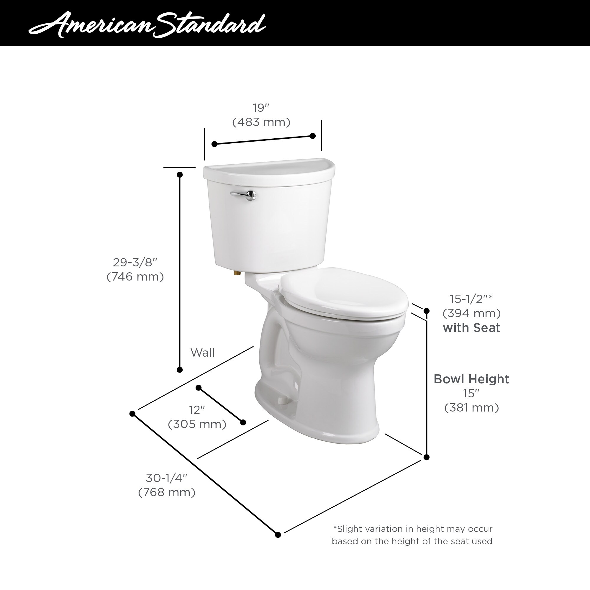 American Standard Champion Pro White Elongated Standard height 2-piece Toilet 12-in Rough-In 1.6 GPF