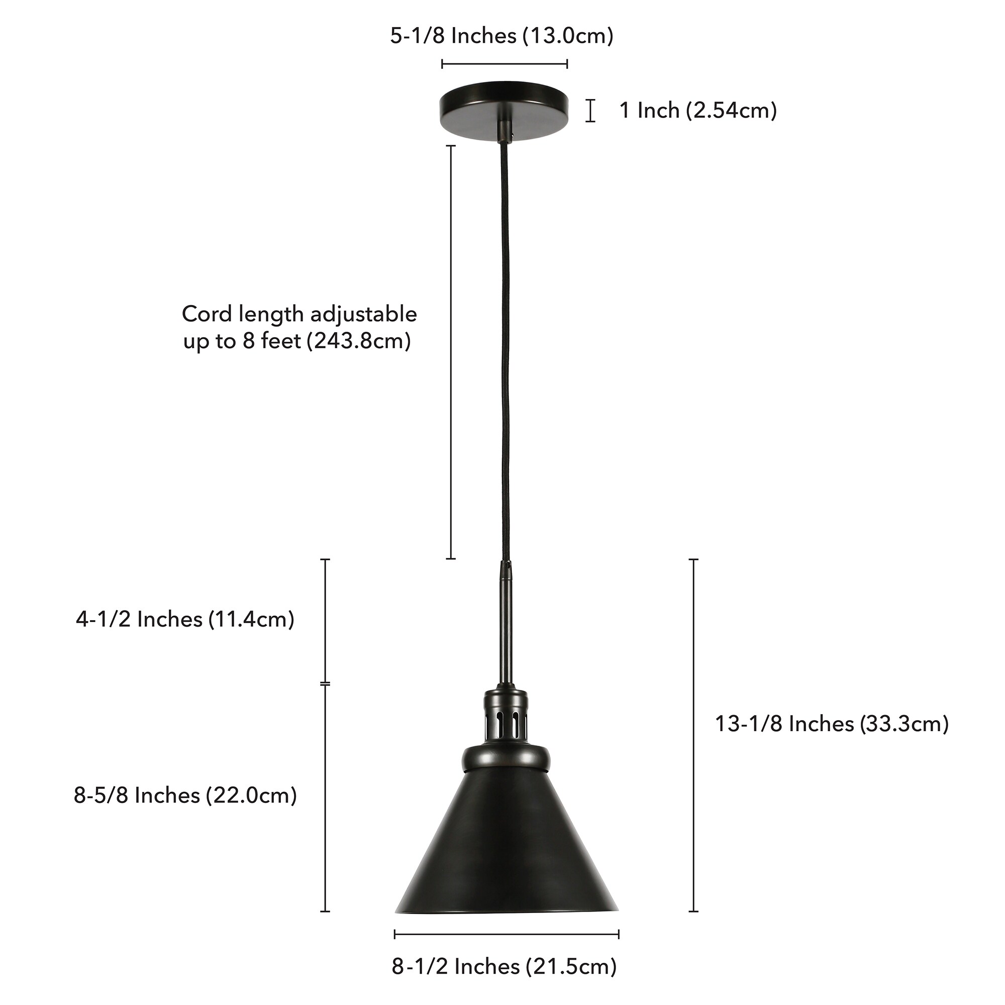 Hailey Home Zeno Blackened Steel Transitional Drum Mini Hanging Pendant ...