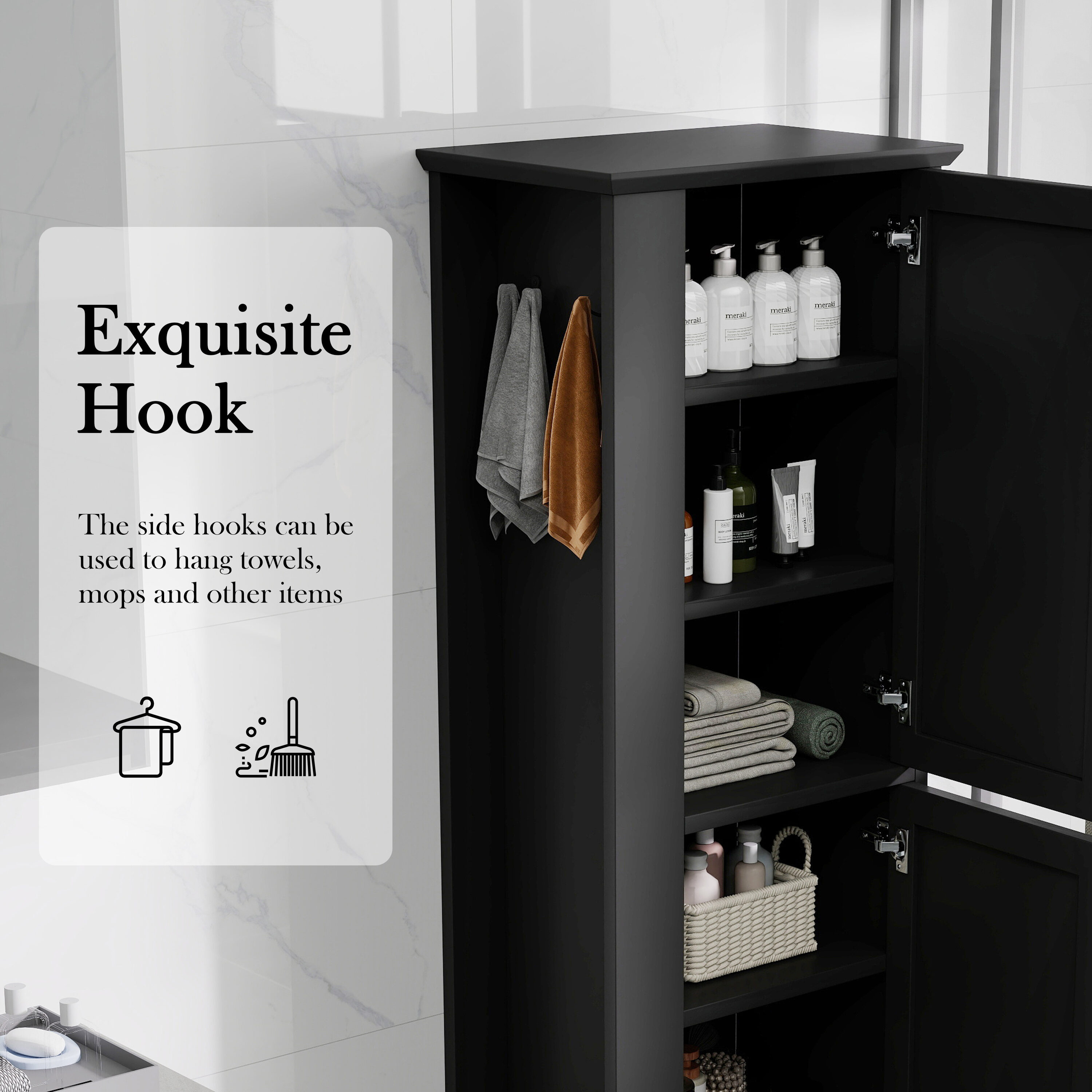 Hrinhom BA05-BLACK Linen-Cabinets - View #9