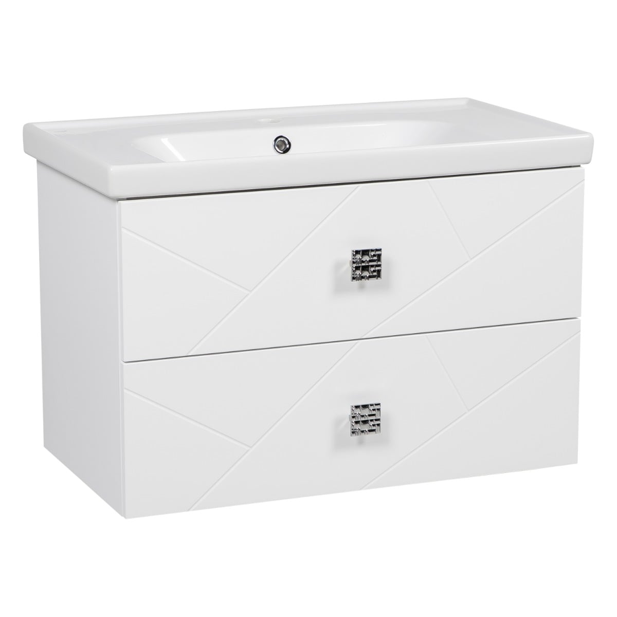 Bath Oasis Modern Wall-Mounted Bathroom Vanity with Washbasin - Picasso White Matte Collection - Non-Toxic Fire-Resistant MDF-32-Simple Collection 24