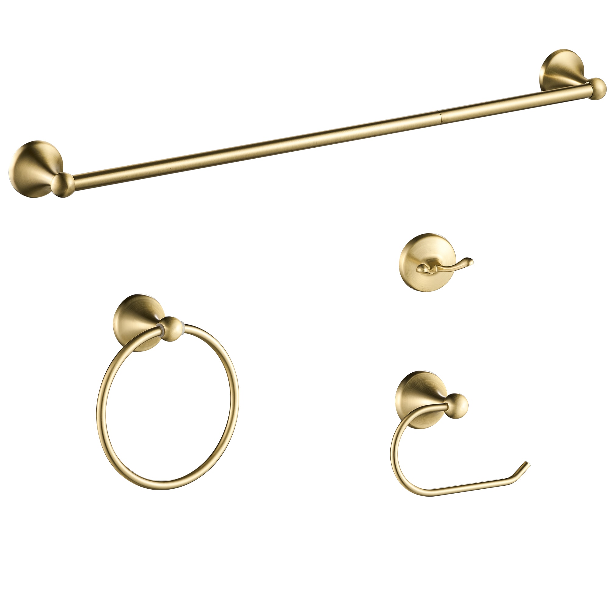 FORIOUS LL19102G4A 4 -Piece Gold Decorative Bathroom Hardware Set Towel Bar, Toilet Paper Holder, Towel Ring ,Robe Hook Included