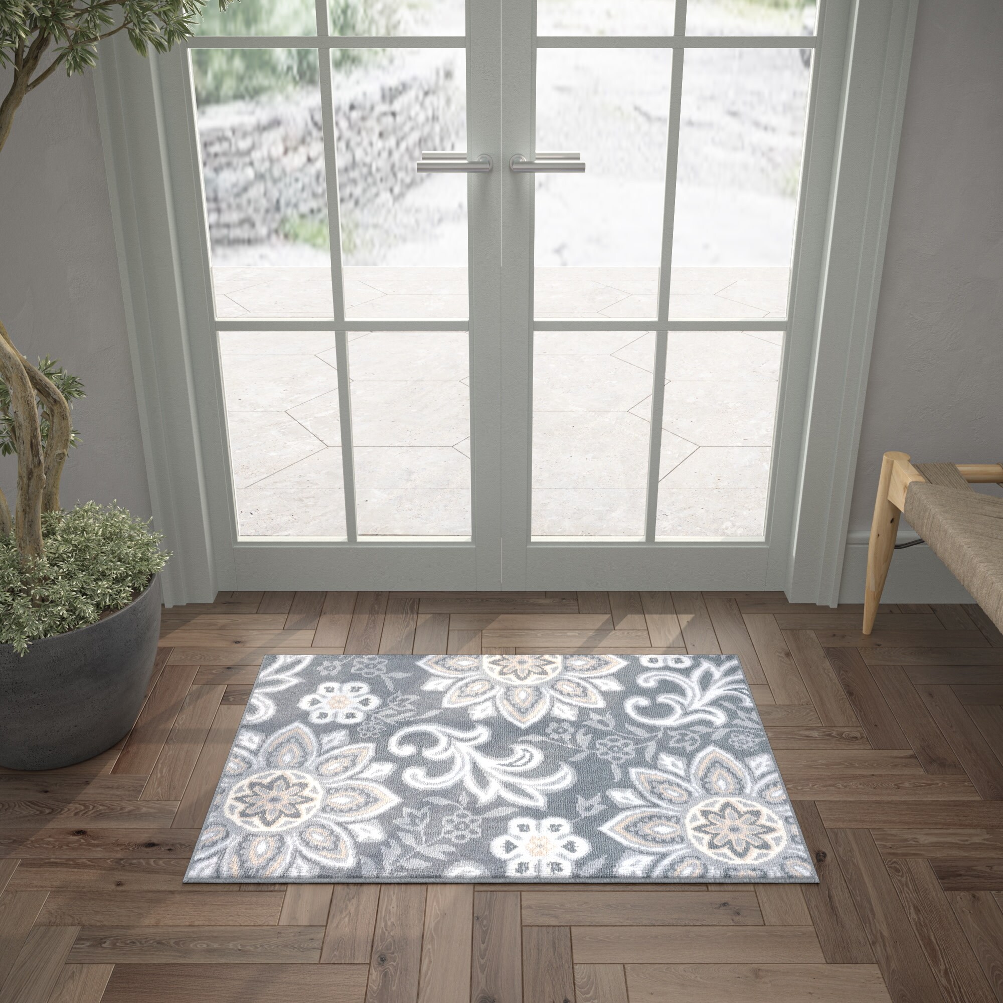 Tayse MDN3941 2X3 Madison 2 x 3 (ft) Loomed Polypropylene Dark Gray Rectangular Indoor Throw rug