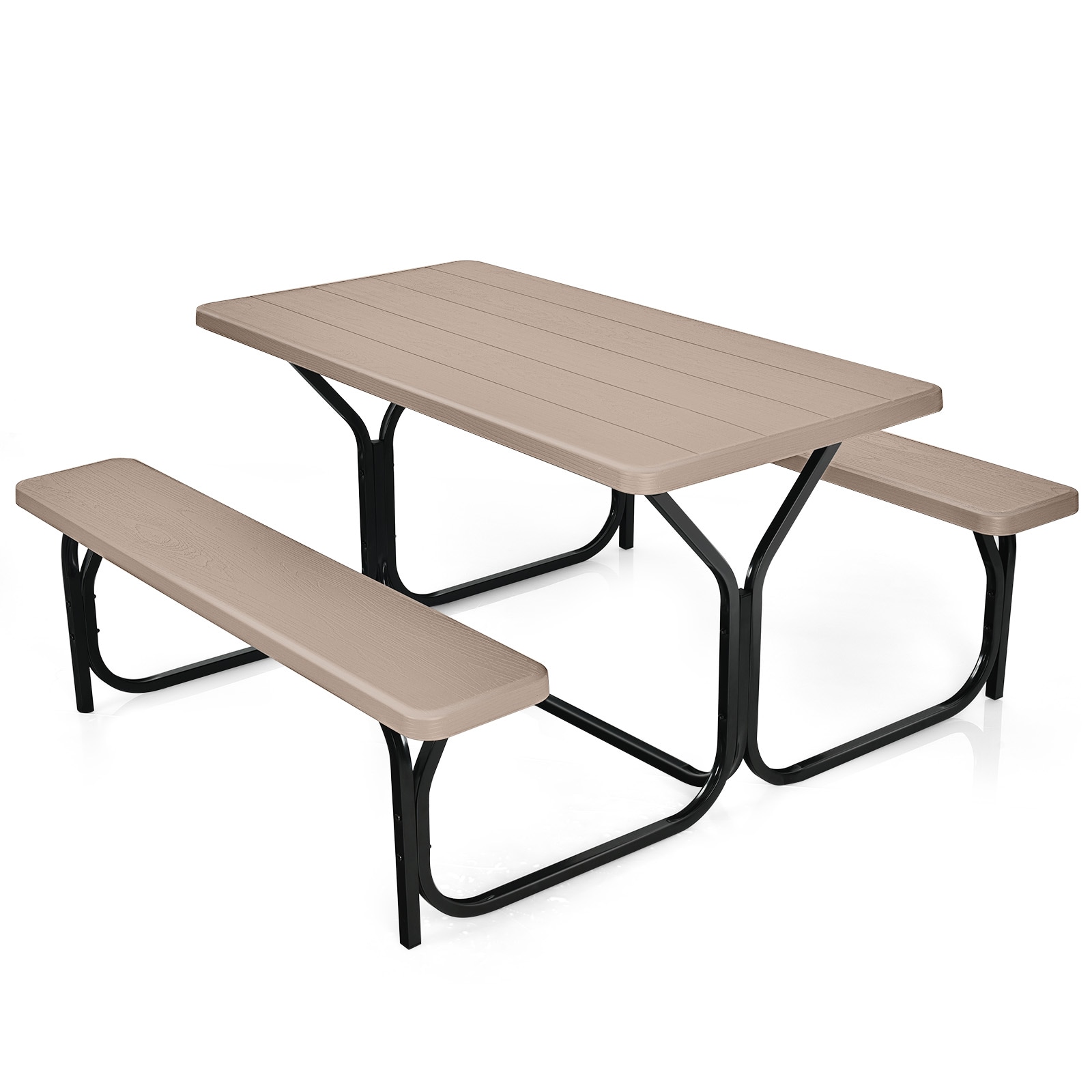 WELLFOR DOGN70808CF 54-in Brown Plastic Rectangle Picnic Table