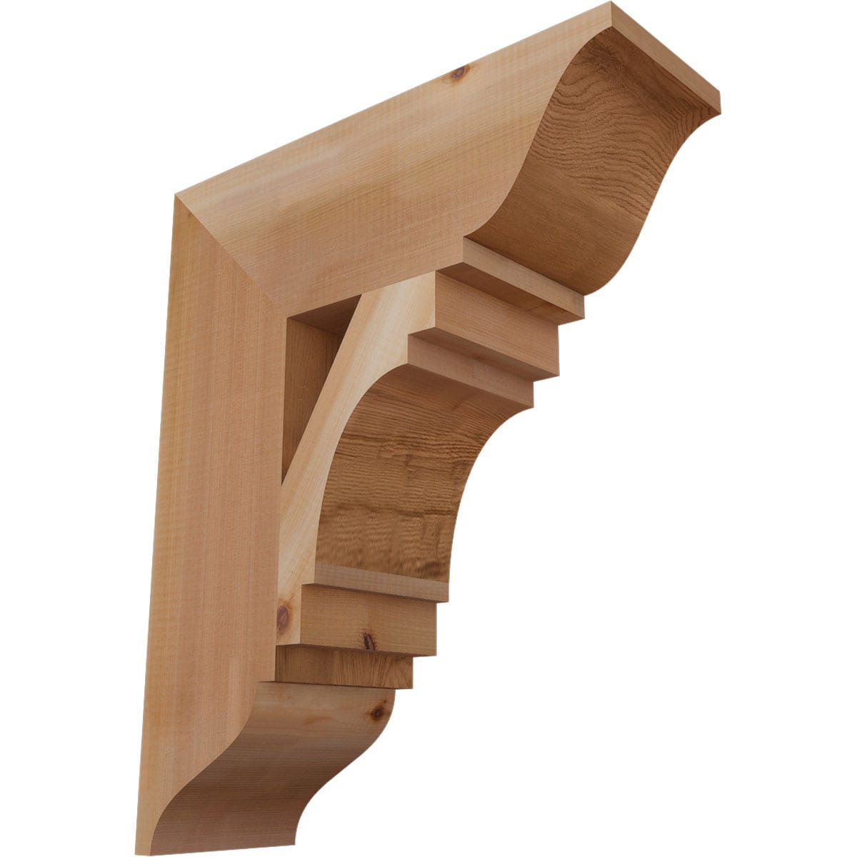 Ekena Millwork BKT06X18X22MRC01SWR Merced traditional smooth 5-1/2-in x 18-in x 22-in Western red cedar Brown Wood Standard bracket