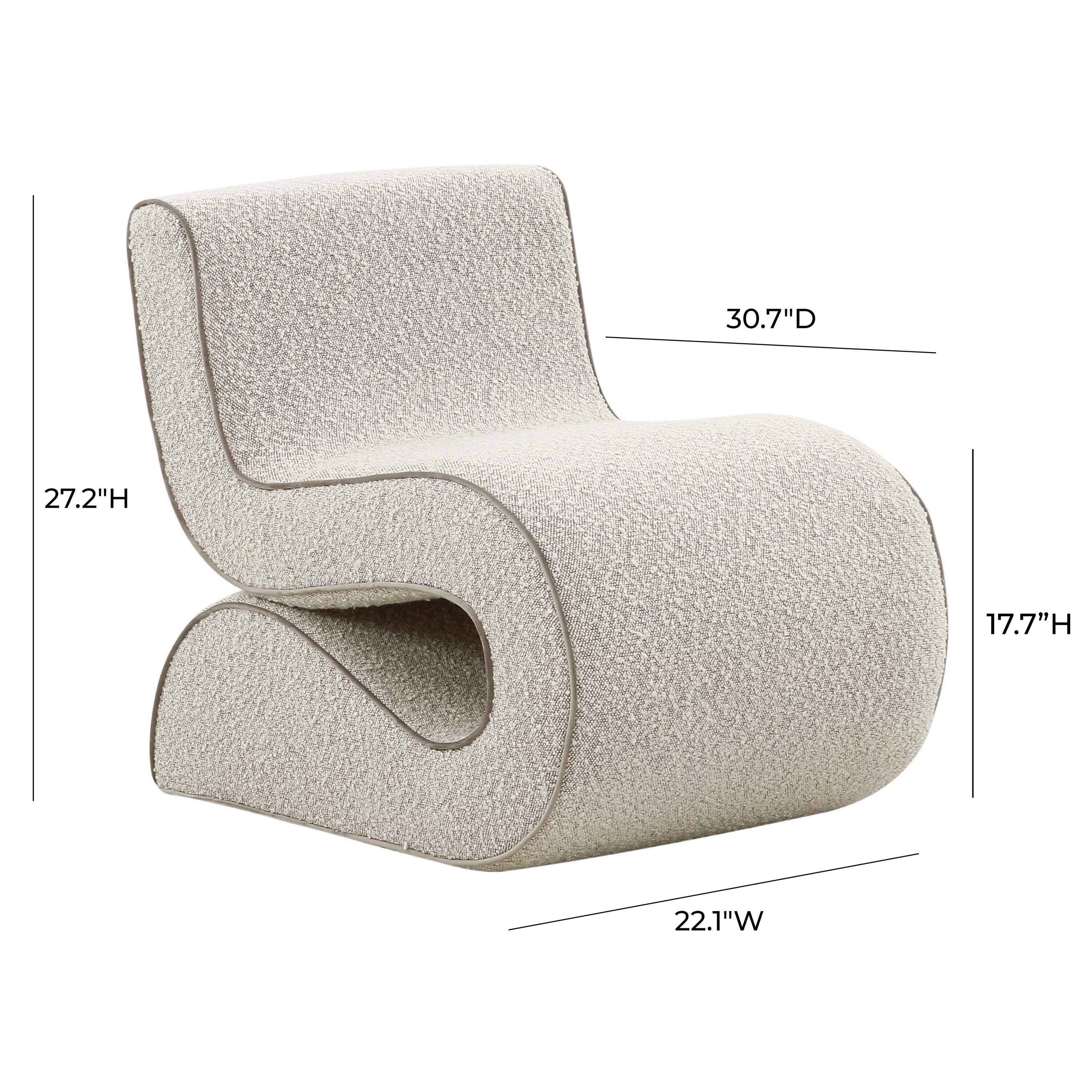 Gray Velvet and Boucle Handcrafted Wiggle Accent Chair