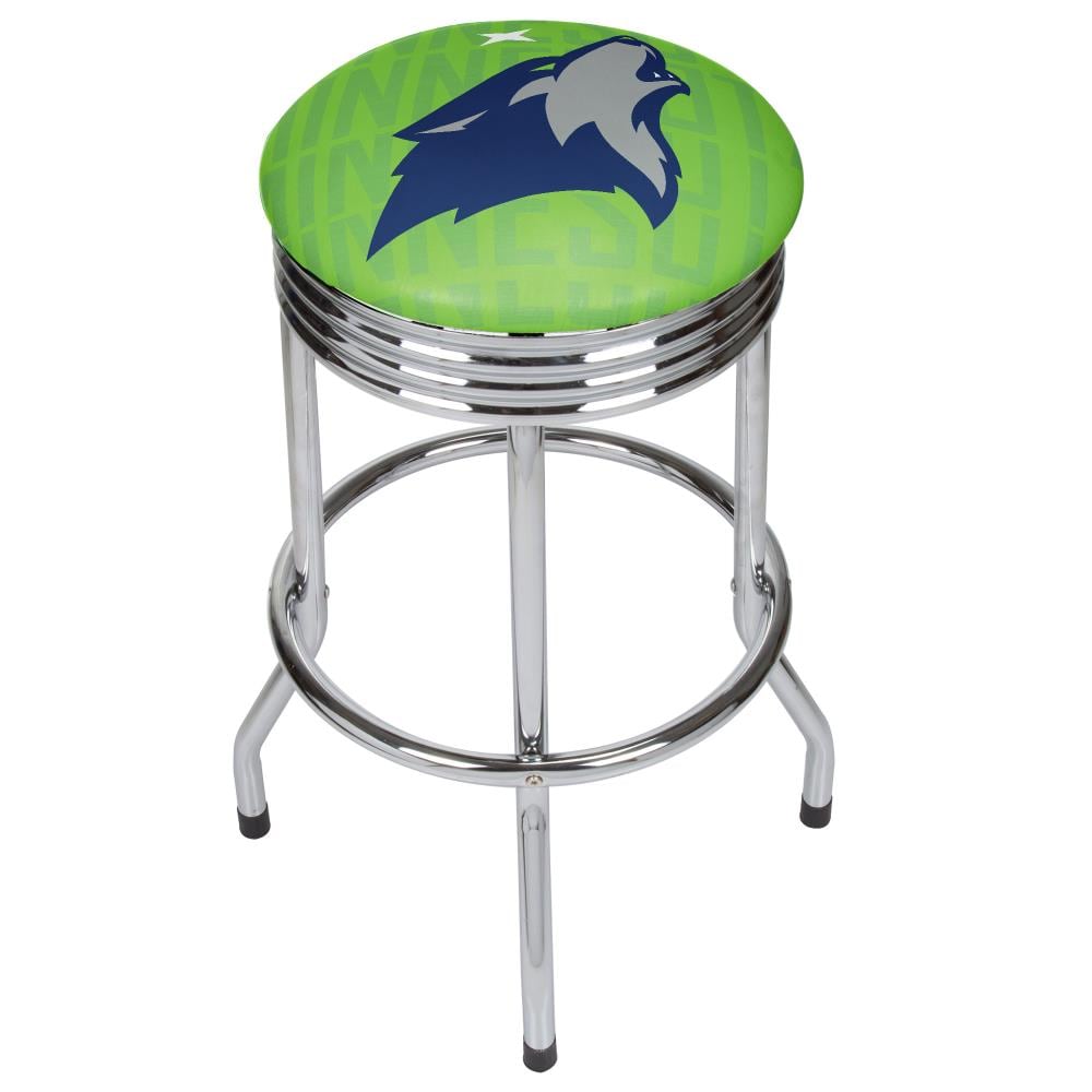 Trademark Gameroom NBA1005-MT3 Minnesota Timberwolves Bar Stools Chrome Bar height Swivel Metal Backless Bar Stool