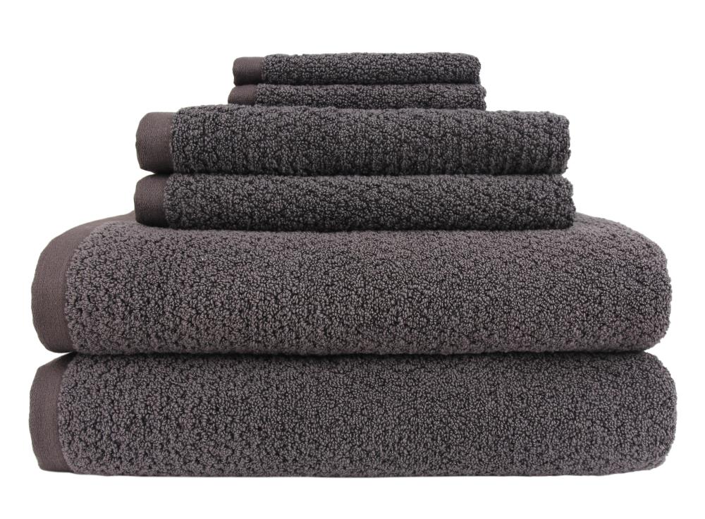 Quick-Dry Organic Cotton Ash Gray Bath Towels, Set of 6