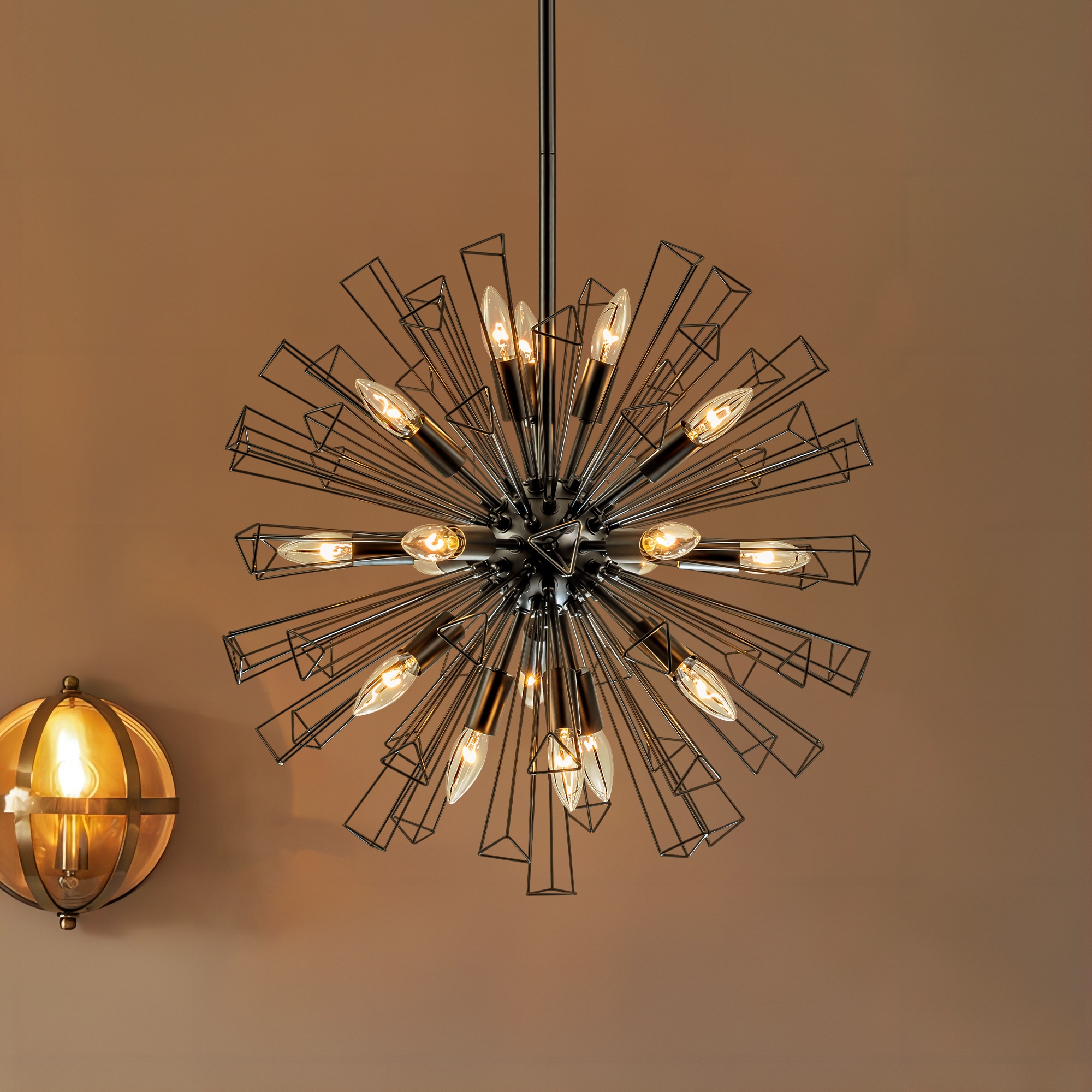 Rennnsan CL810154188 Mariah 18 -Light Matte Black Glam For Use in Bedrooms, Dining Rooms, Foyers, Kitchens, Living Rooms Chandelier