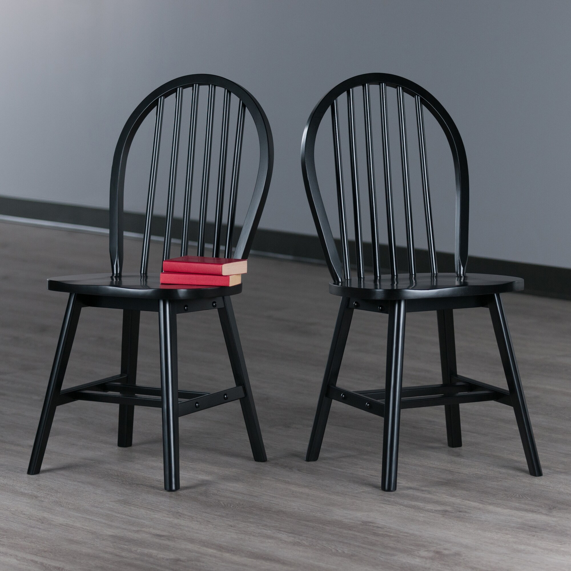 Winsome Black High Back Windsor Wood Side Chair Set