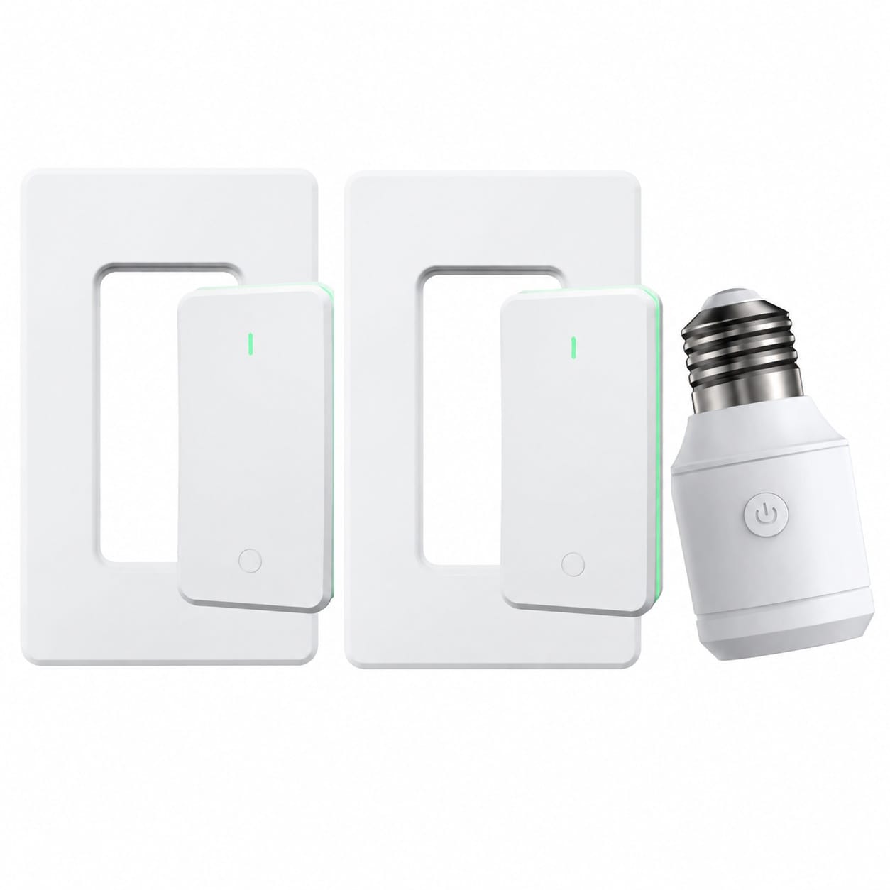 Misopily  500W Remote Control Light Bulb Socket with Two Wireless Switches Programmable for E26 E27 Bulbs Base Holder Suitable for Bedroom Stair