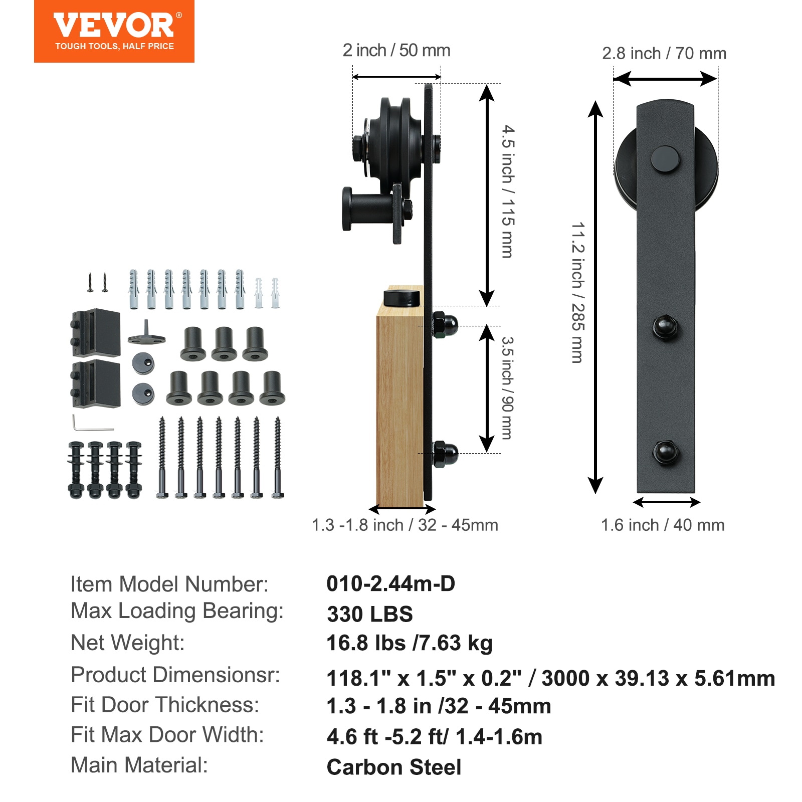 VEVOR GCYMWJTJHS10TVCHEV0 Barn-Door-Roller-Kits - View #8