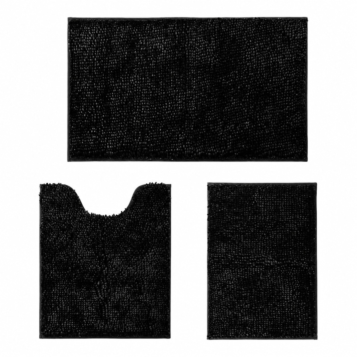 WZK 3 Piece Bathroom Rug Set Soft Absorbent Non Slip Washable With Toilet Lid Cover
