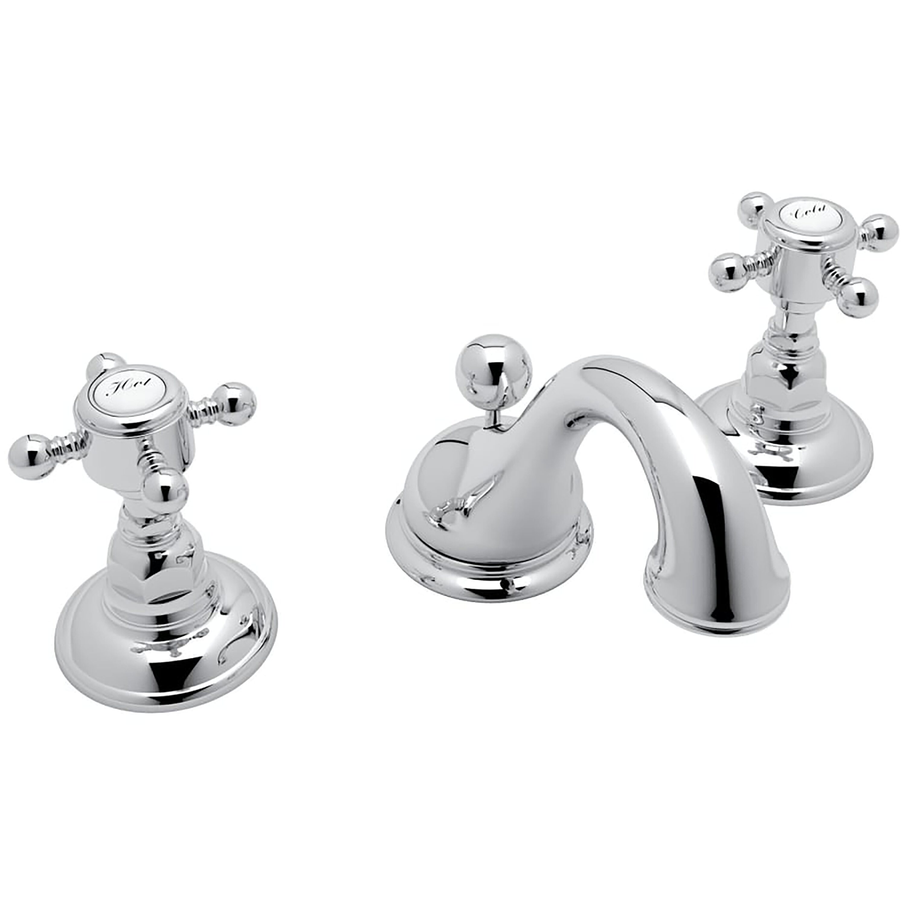 Polished Nickel Widespread Bathroom Faucet with Porcelain Handles