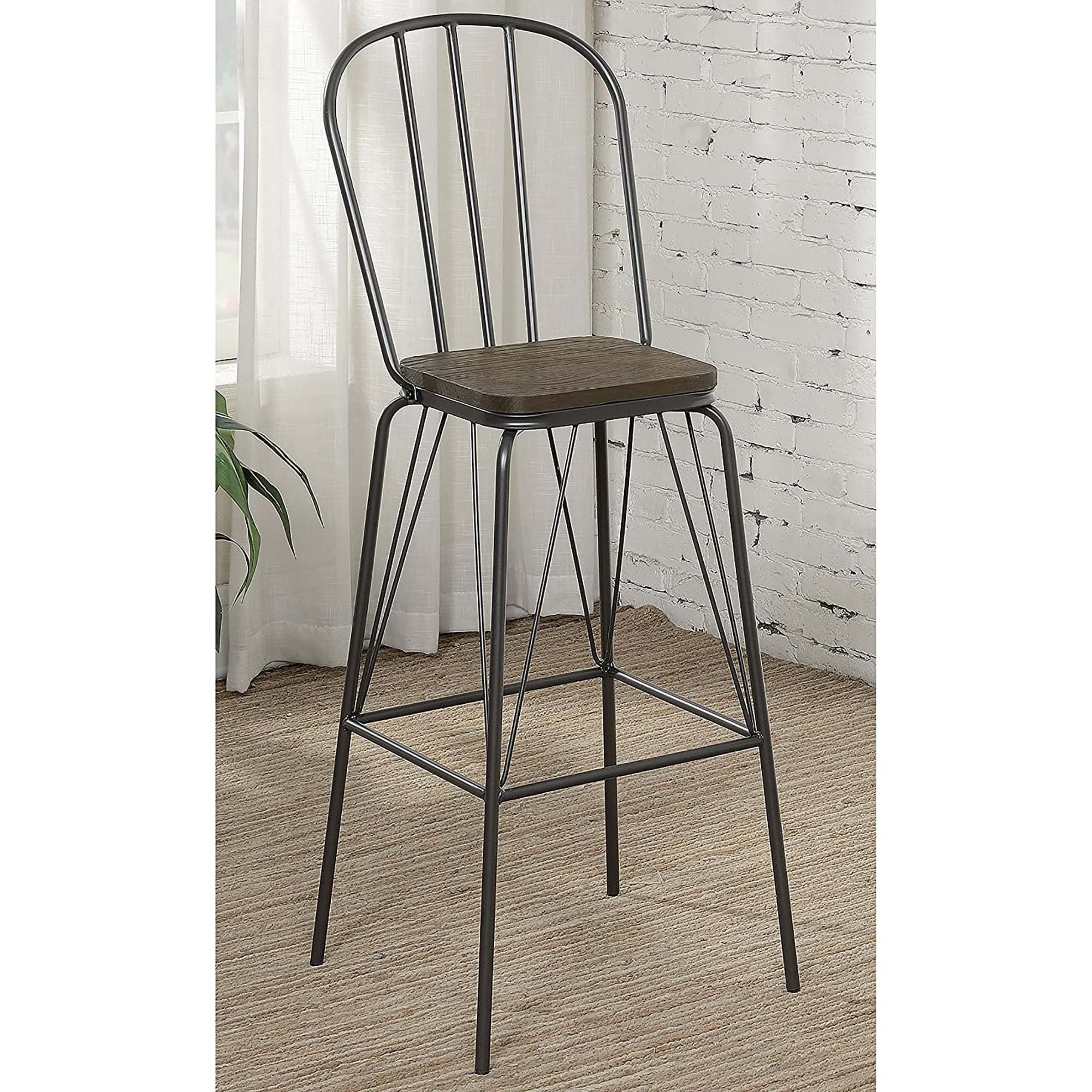 Furniture of America IDF-3510GY-BC Haralson Gray 30.0-in H Bar height Square seat Metal Bar Stool and Back