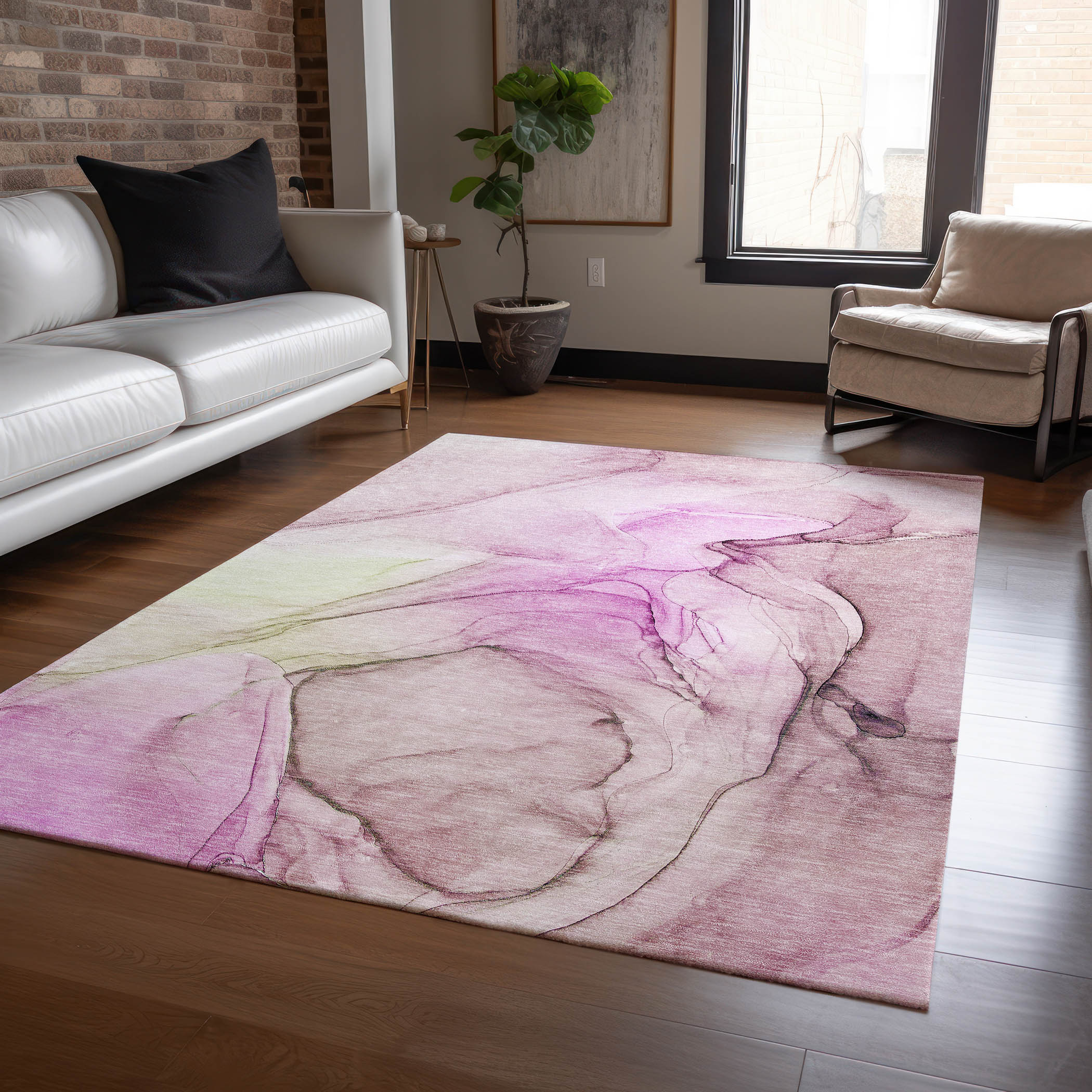 Addison Rugs ACN502PI8X10 Chantille ACN502PI 8 x 10 (ft) Polyester Pink Rectangular Indoor/Outdoor Geometric Machine washable Area rug