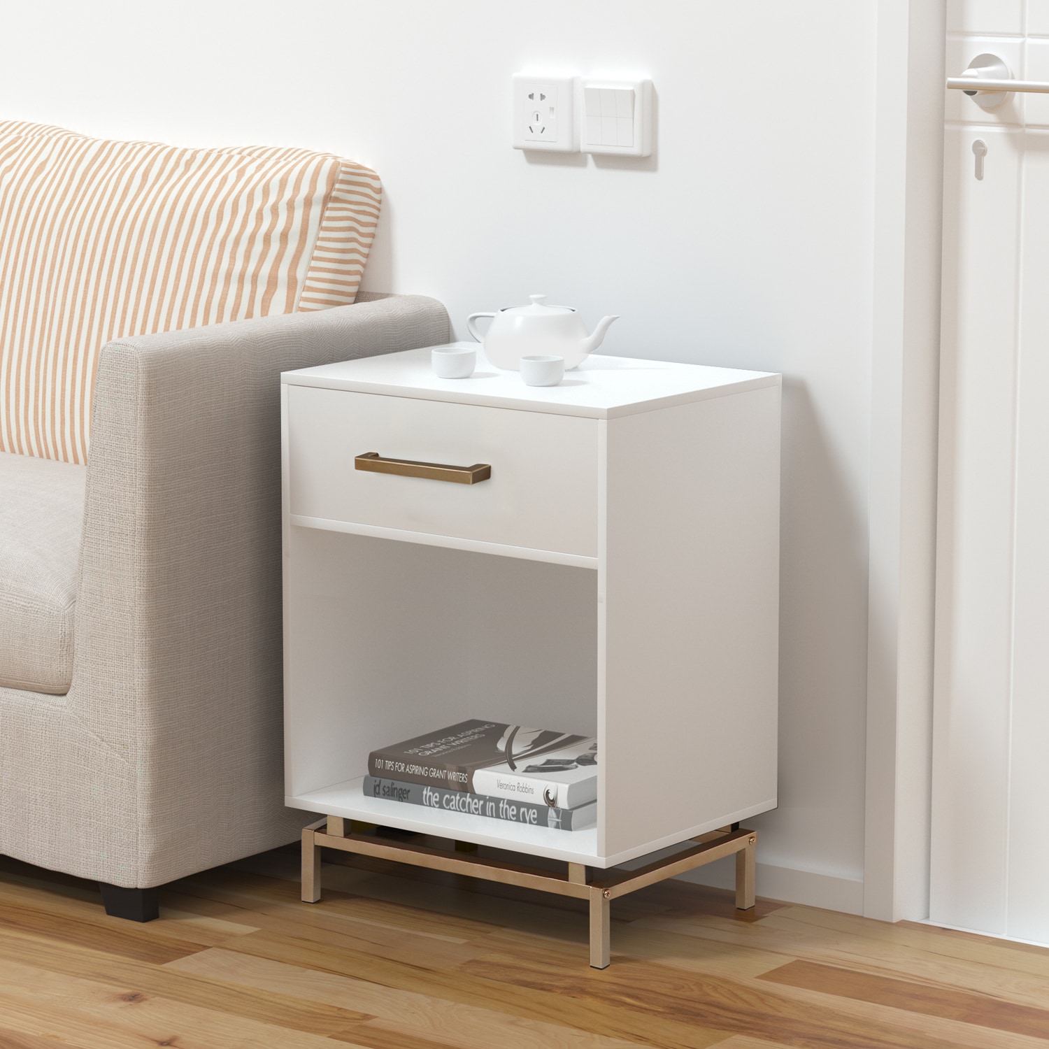 Delarpo H0051 Achillea White Nightstand