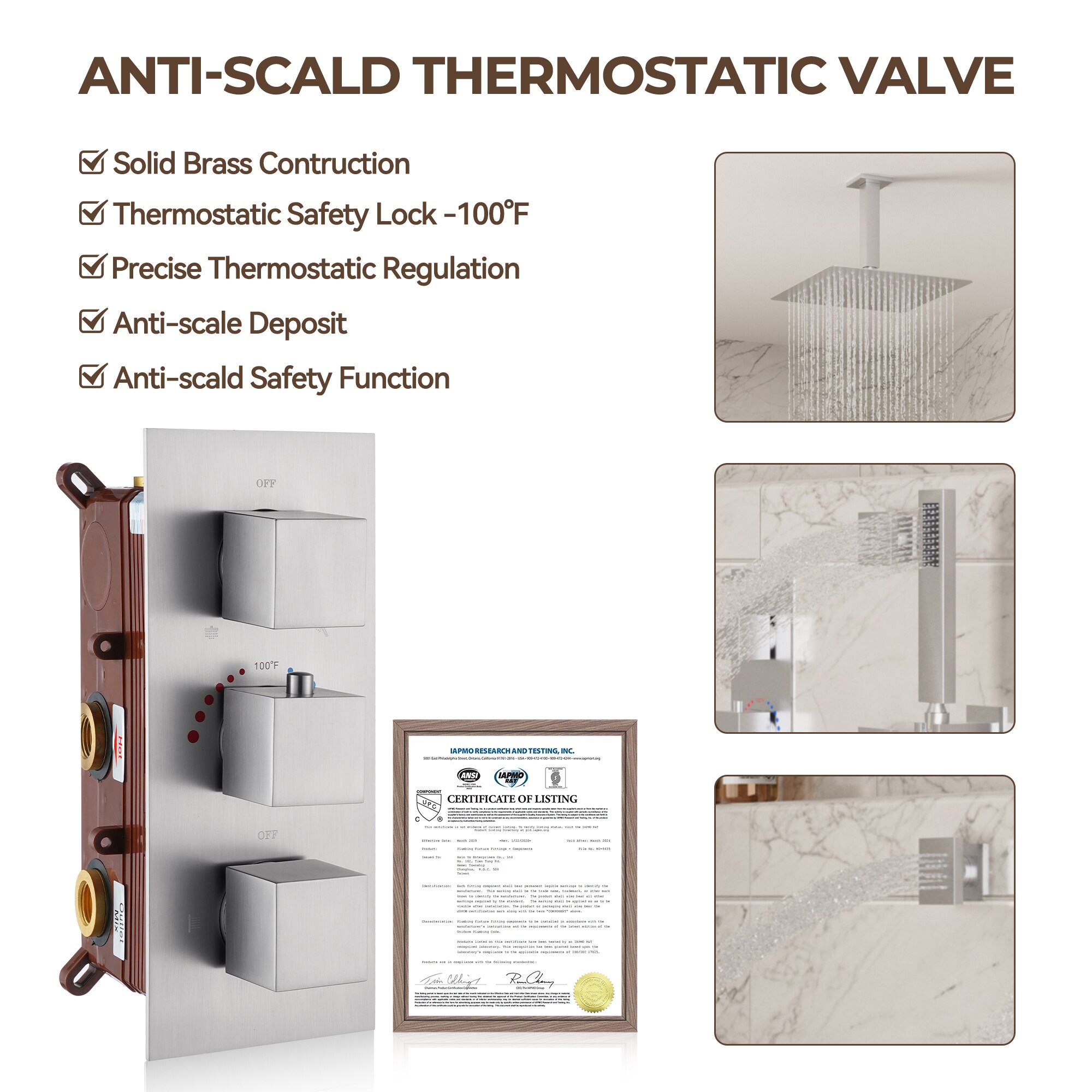 Brushed Nickel Ceiling Mounted Dual Shower System with Body Jets