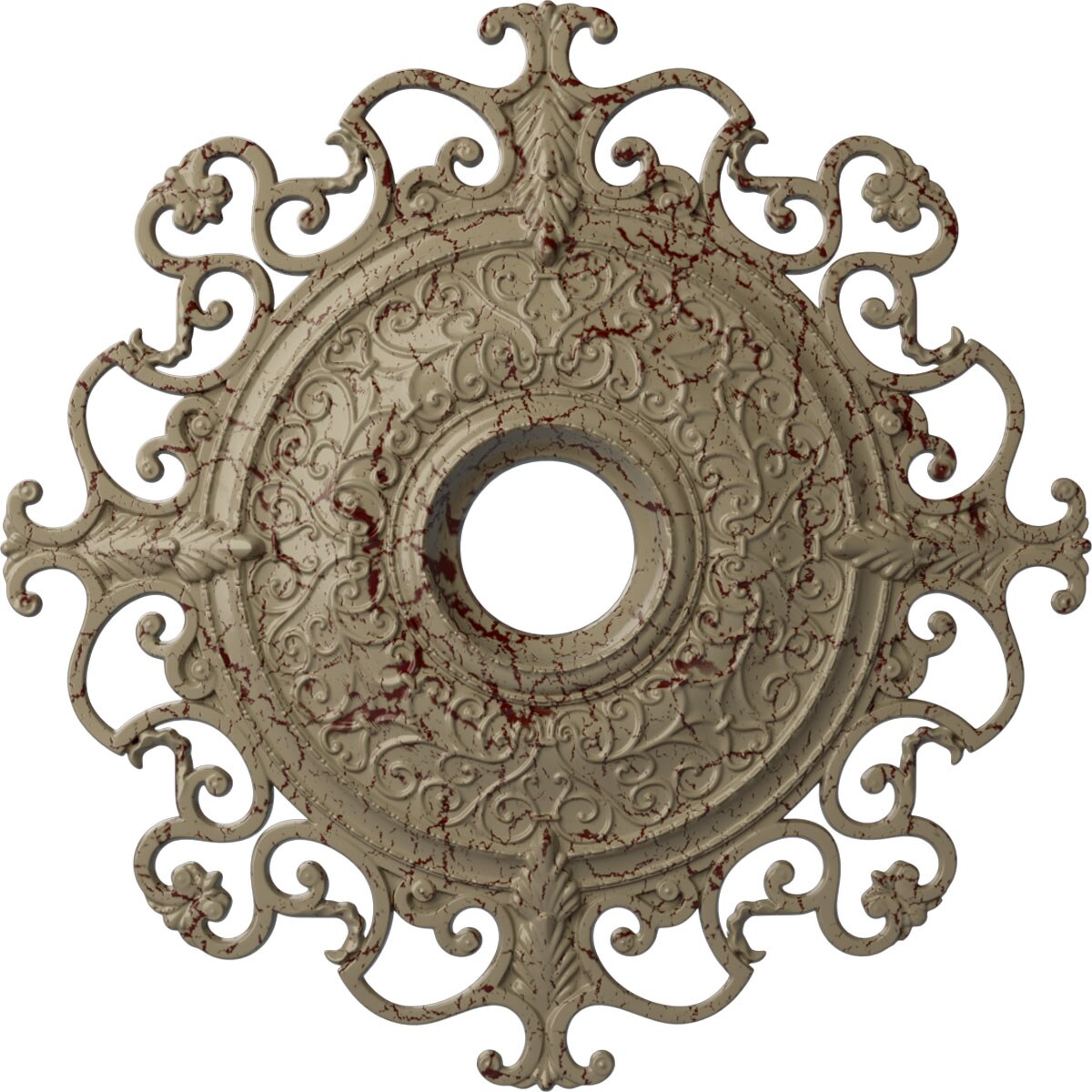 Ekena Millwork CM38OLGDC Orleans 38.375-in W x 38.375-in L Painted Gobi Desert Crackle Polyurethane Whole Ceiling Medallion