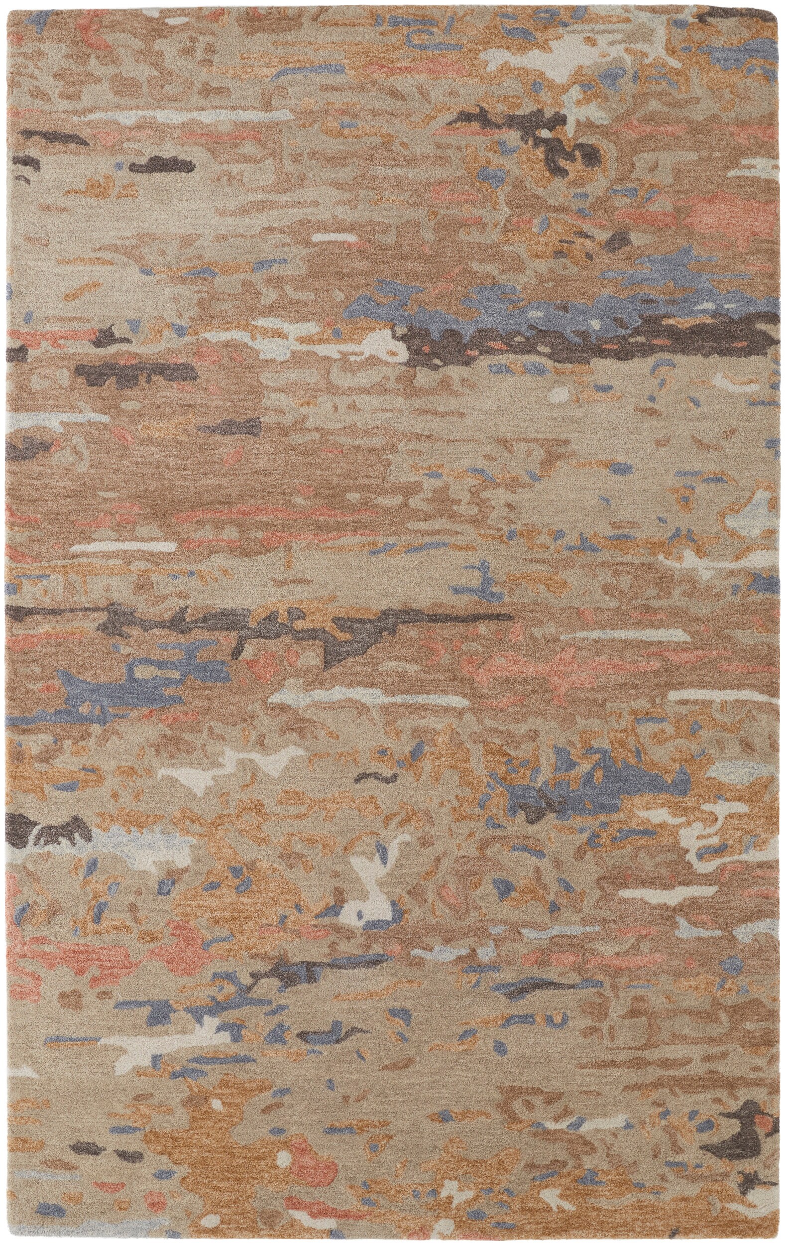 Room Envy EVER8644BGE000E10 5 x 8 (ft) Tufted Wool Tan/Blue Rectangular Indoor Abstract Area rug