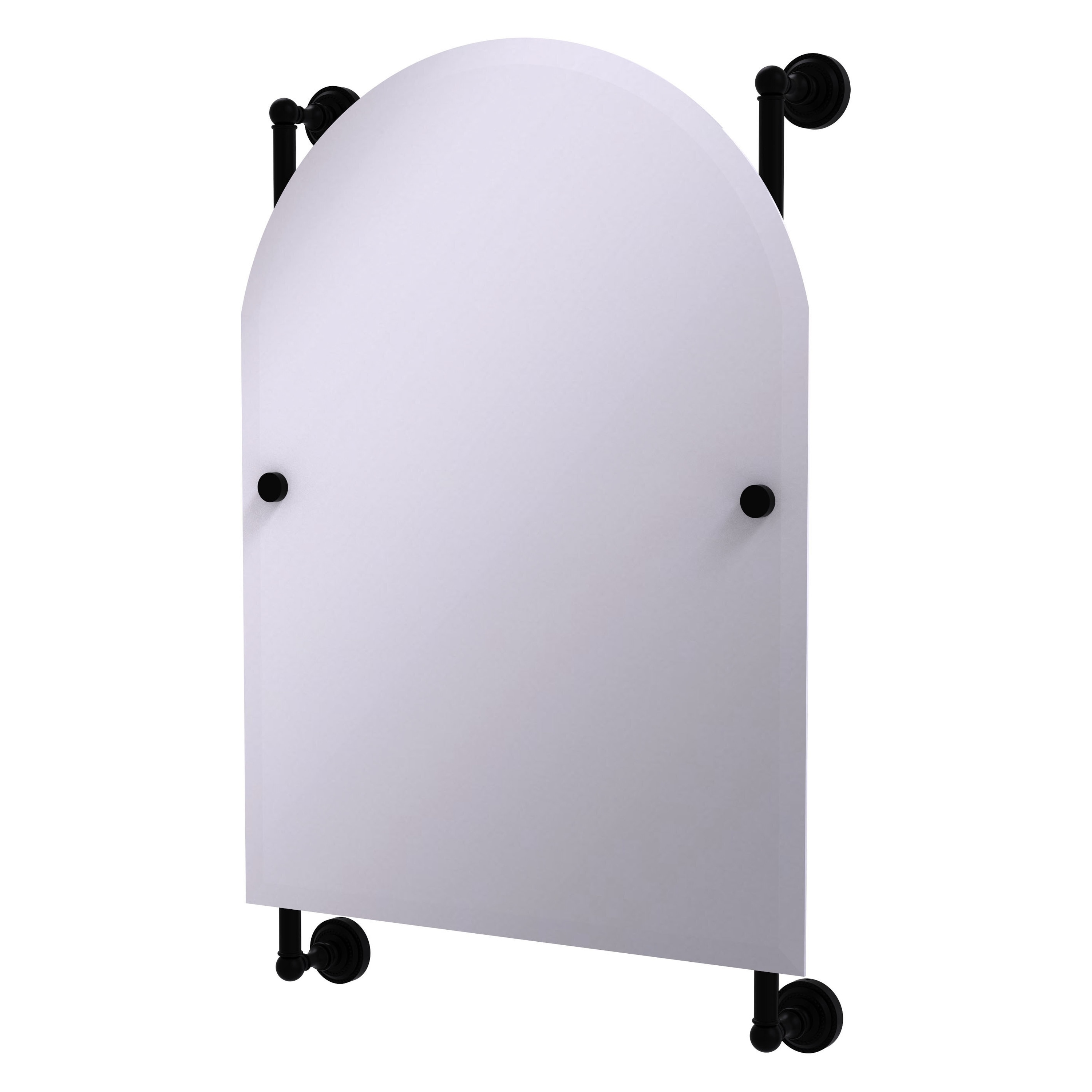 Allied Brass DT-27-94-BKM Dottingham 21-Inches x 32-Inches Beveled Frameless Arch Bathroom Vanity Mirror ( Matte Black )