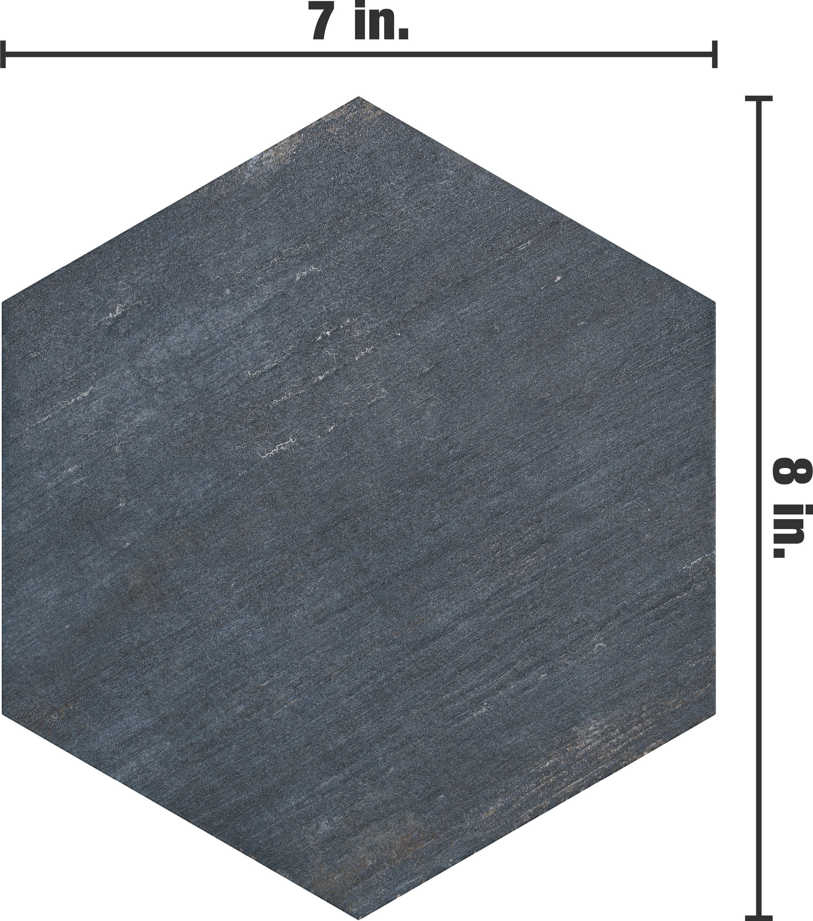 Retro Blue Matte Hexagonal Porcelain Tile 7" x 8"