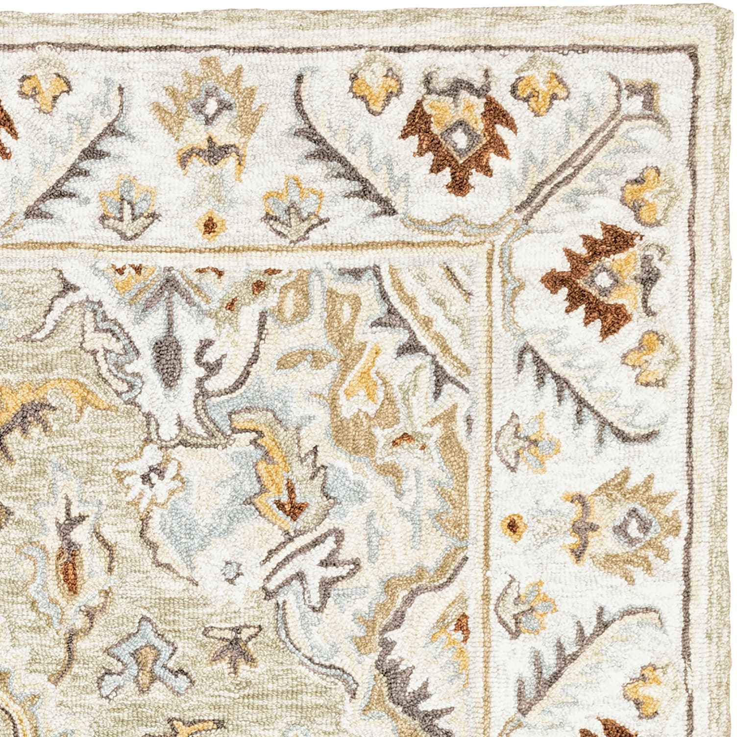 Handmade Brown and White Wool Medallion Rug, 5' x 8'