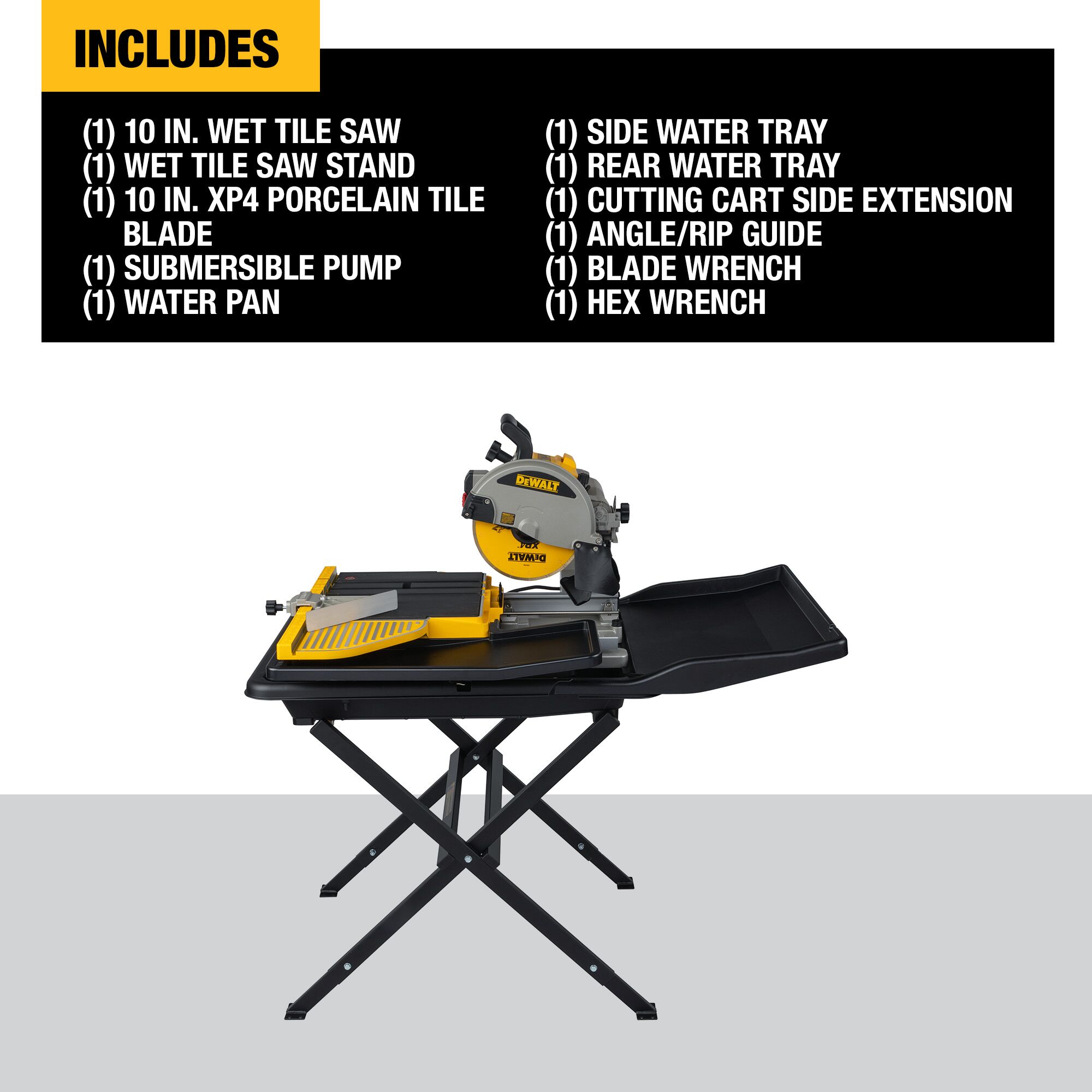 DEWALT 10-in 15-Amp Wet Bridge Sliding Table Corded Tile Saw with Stand at 