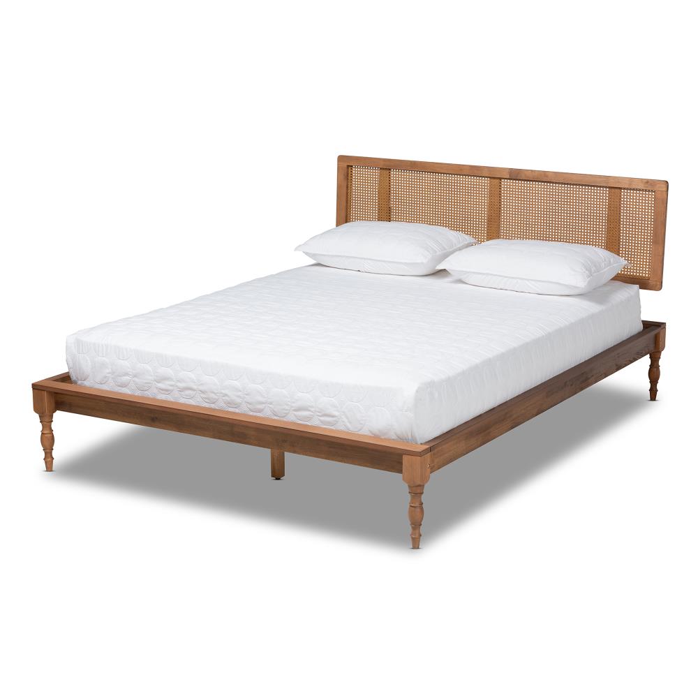 Baxton Studio Romy Ash Walnut Queen Wood Platform Bed in the Beds