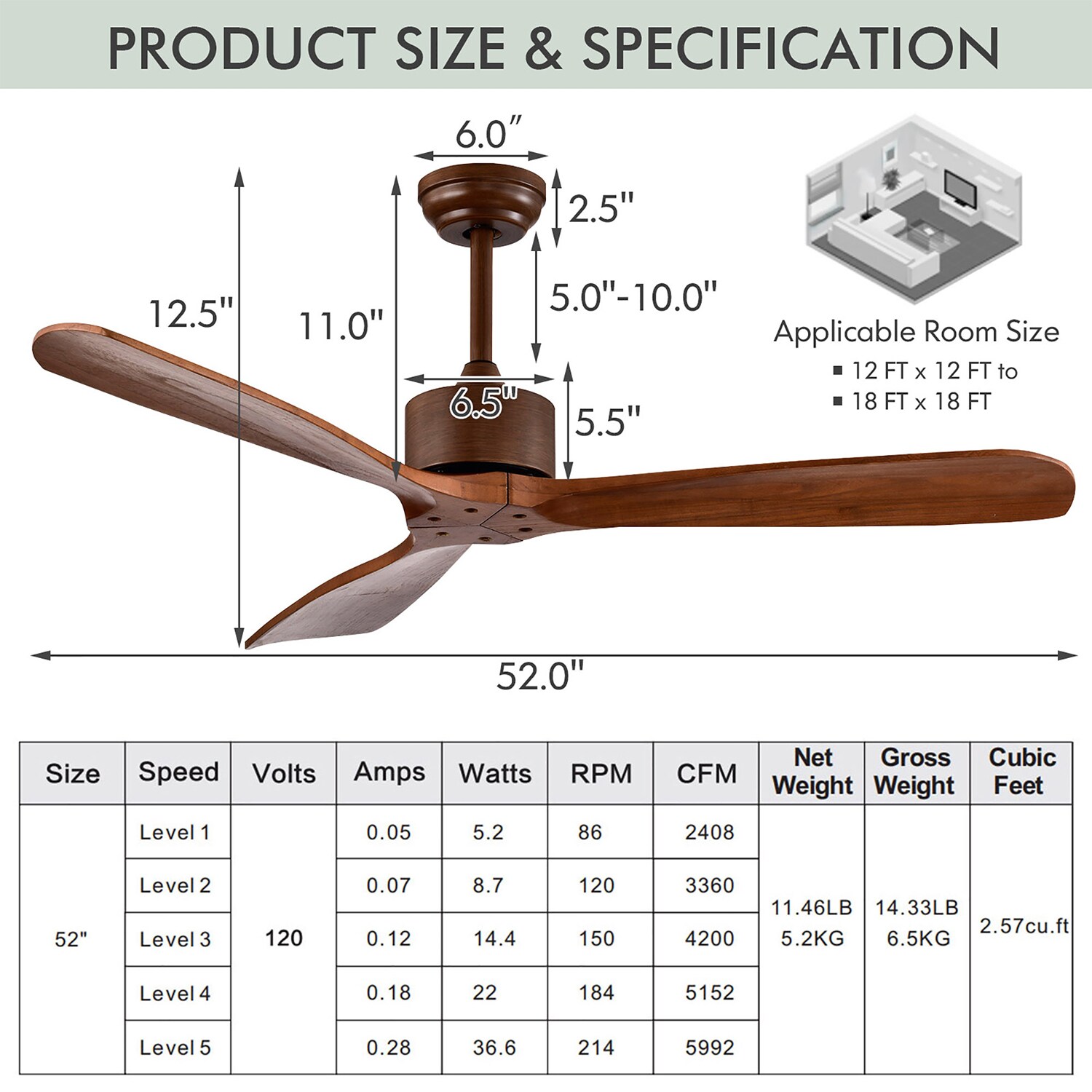 WELLFOR CHY-CF001USBN Ceiling-Fans - View #7