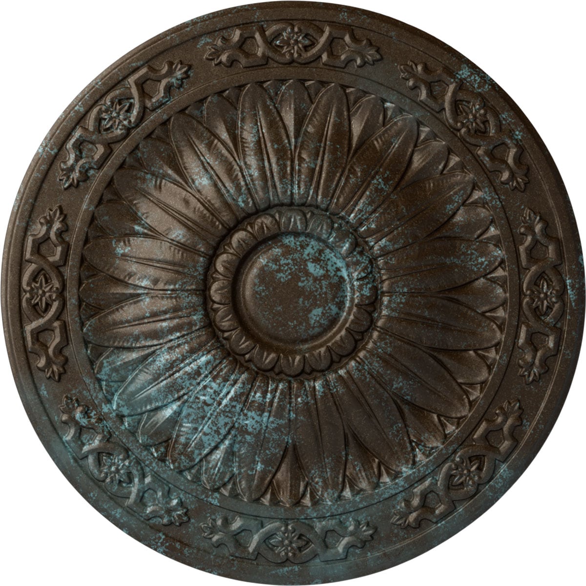 Ekena Millwork CM20LUBBS Lunel 20.25-in W x 20.25-in L Painted Bronze Blue Patina Polyurethane Whole Ceiling Medallion