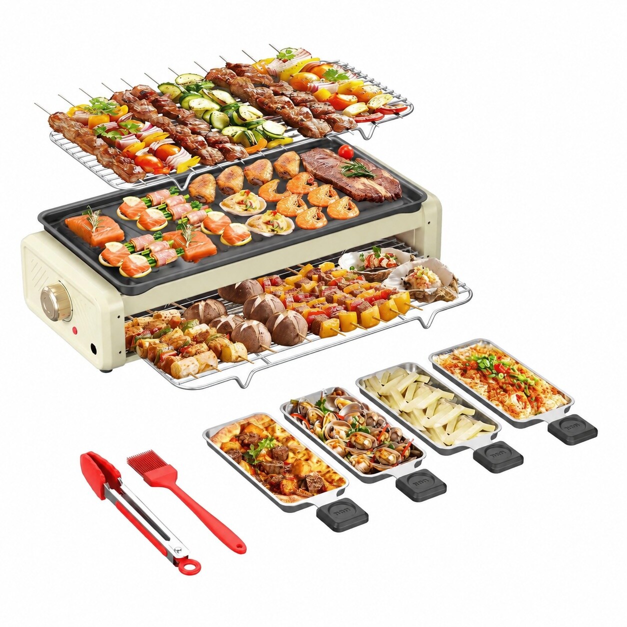 JVFCXXV -  Electric Smokeless Grill 1800W Nonstick Indoor Griddle Pan Adjustable Temperature Easy...