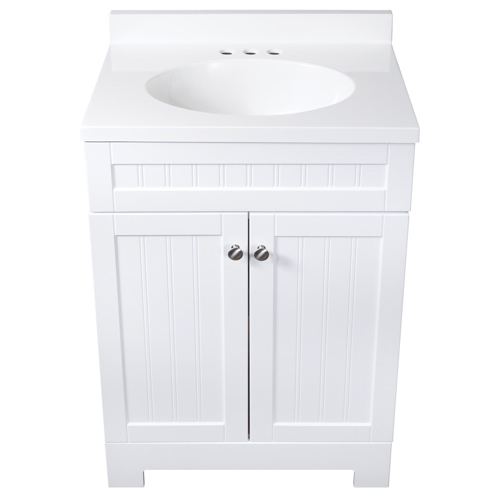 Style Selections Ellenbee 24-in White Single Sink Bathroom Vanity with White  Cultured Marble Top at