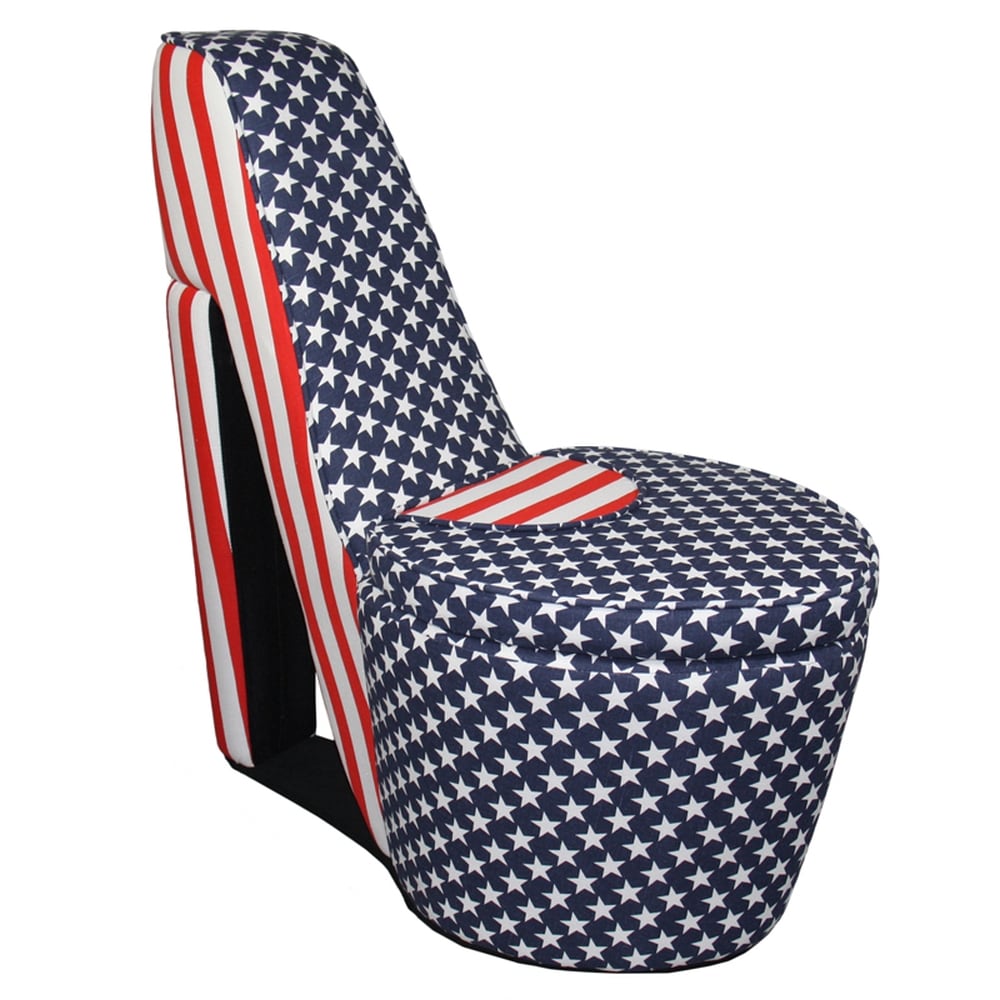 Modern American Flag Print Accent Chair Polyester | - ORE International HB4563