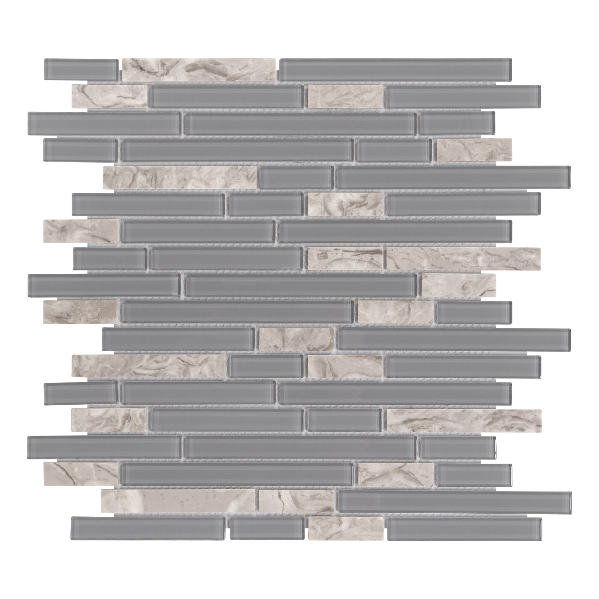 Gray and Black Glass Stone Mosaic Tile 12" x 12"