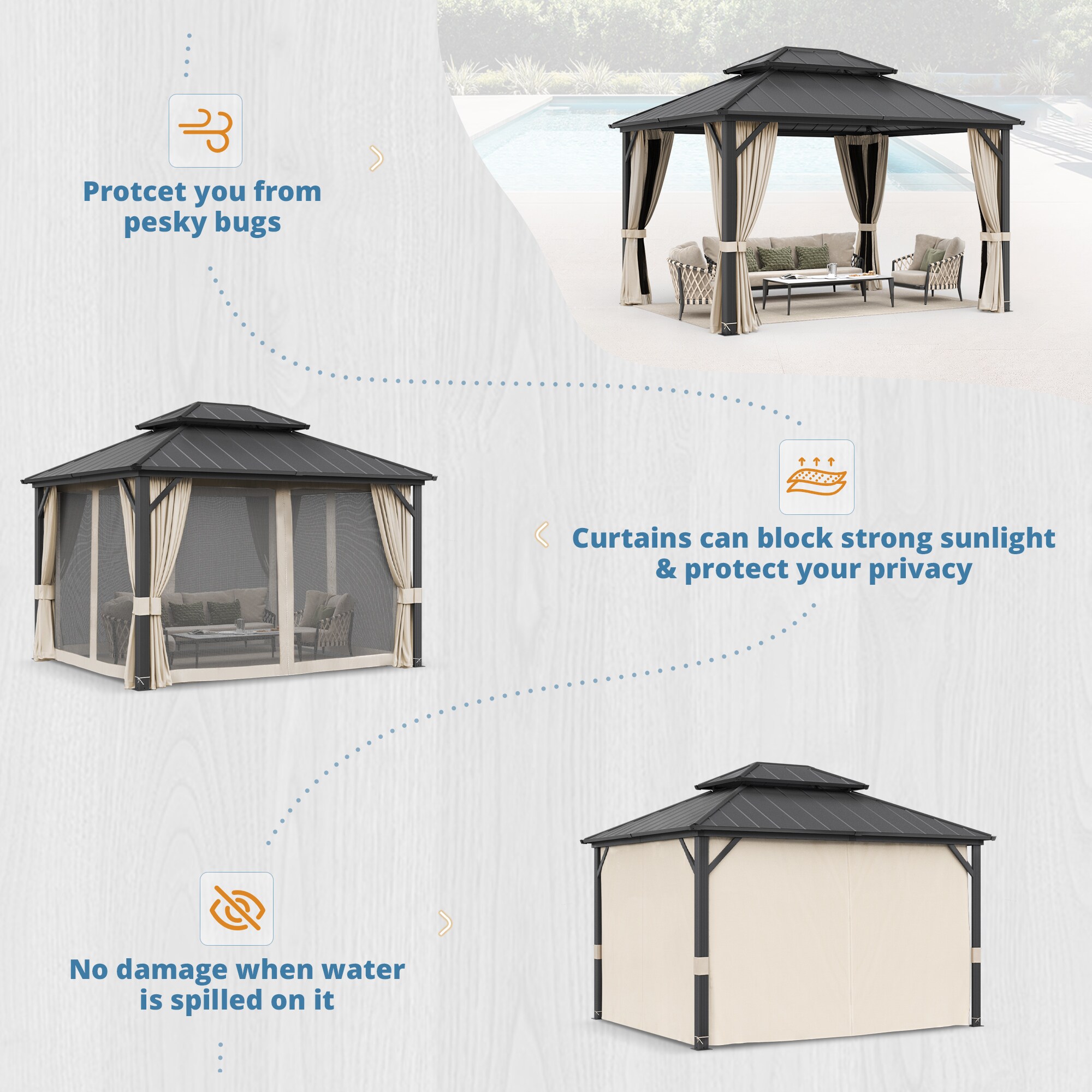 Yurevna KKLT-BL-1 Wood-Resin-Gazebos - View #7