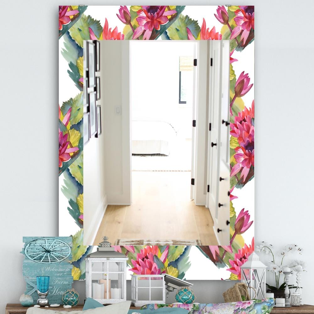 Designart Designart Mirrors 39.4-in W X 39.4-in H Pink Polished Wall 