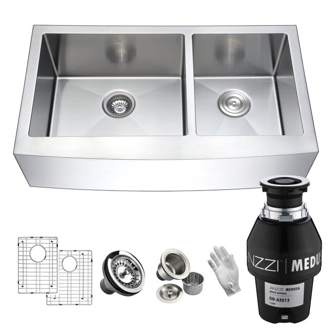 ANZZI Elysian 32.875-in x 20.75-in Satin Single Bowl Tall (8-in or Larger) Drop-In Apron Front/Farmhouse Residential Kitchen Sink All-in-One Kit ANZZI Elysian 32.875-in x 20.75-in Satin Single Bowl Tall (8-in or Larger) Drop-In Apron Front/Farmhouse Residential Kitchen Sink All-in-One Kit