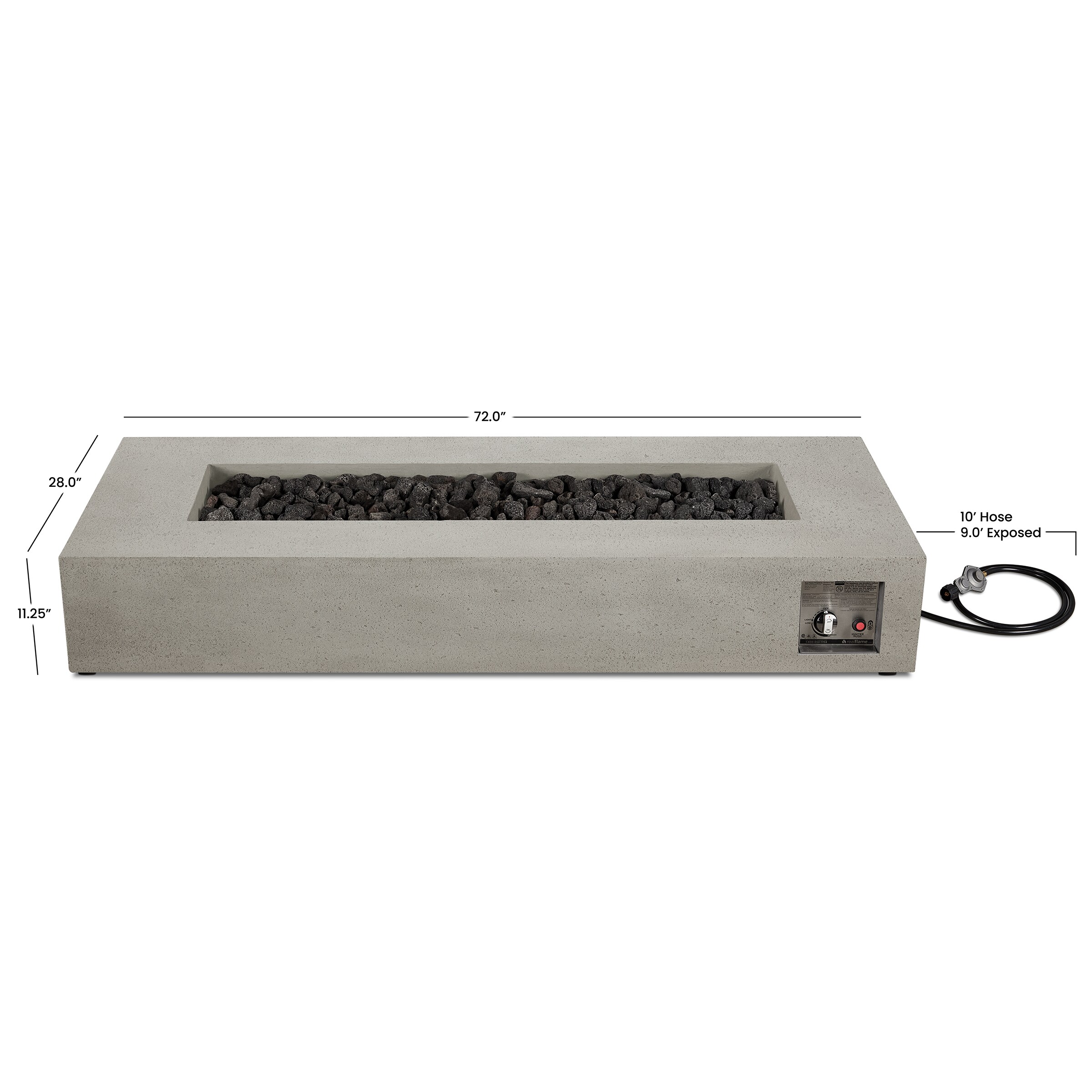 Gray Glass Fiber Reinforced Concrete Long Rectangle Fire Pit Table