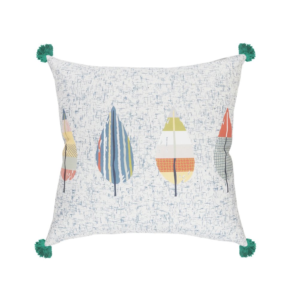 LR Home Hand-stitched Blue/Multicolored Floral Resistant Polyester Pillow Cover