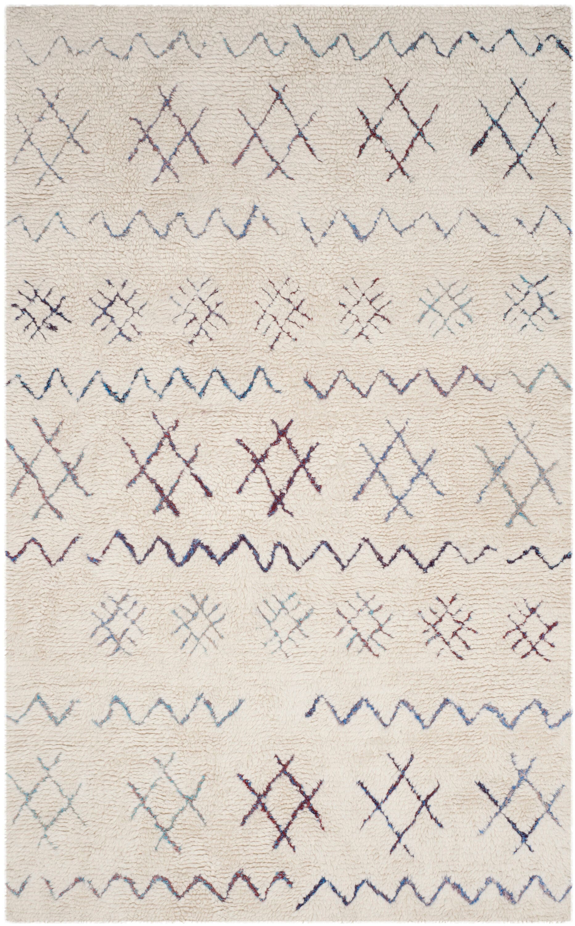 Ivory Hand-Tufted Wool Shag Area Rug 6' x 9'