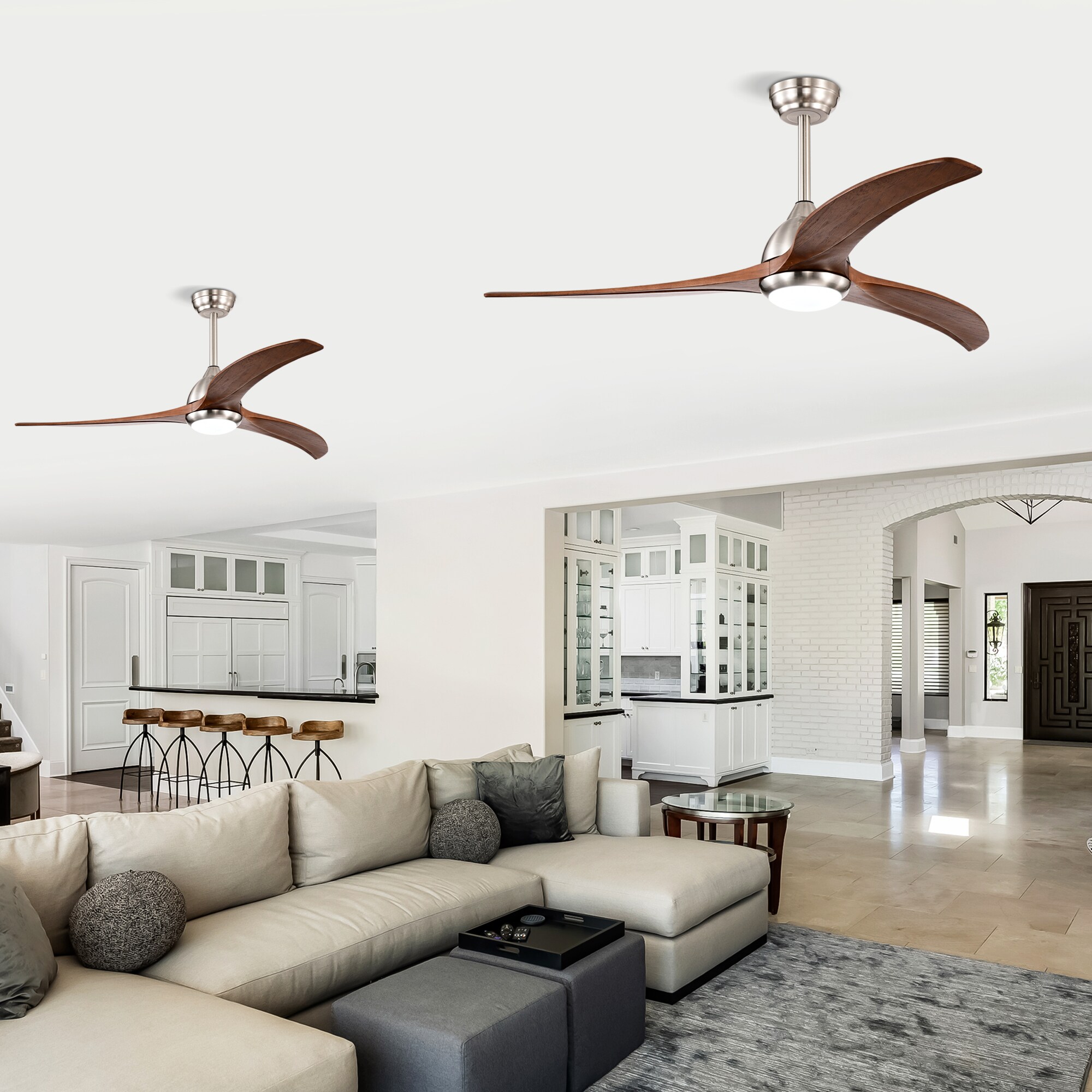 52 Solid Wood Blades Ceiling Fan With Light with Remote Control ...