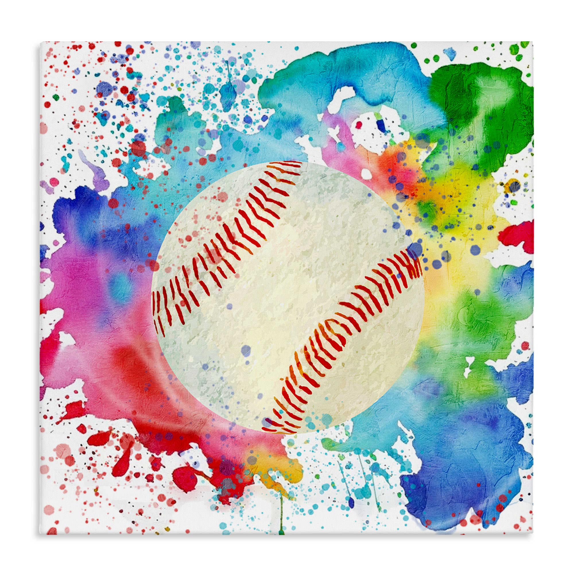 Stupell Industries BS-049-CN-24X24 Colorful Splash Baseball Canvas design by Kim Allen