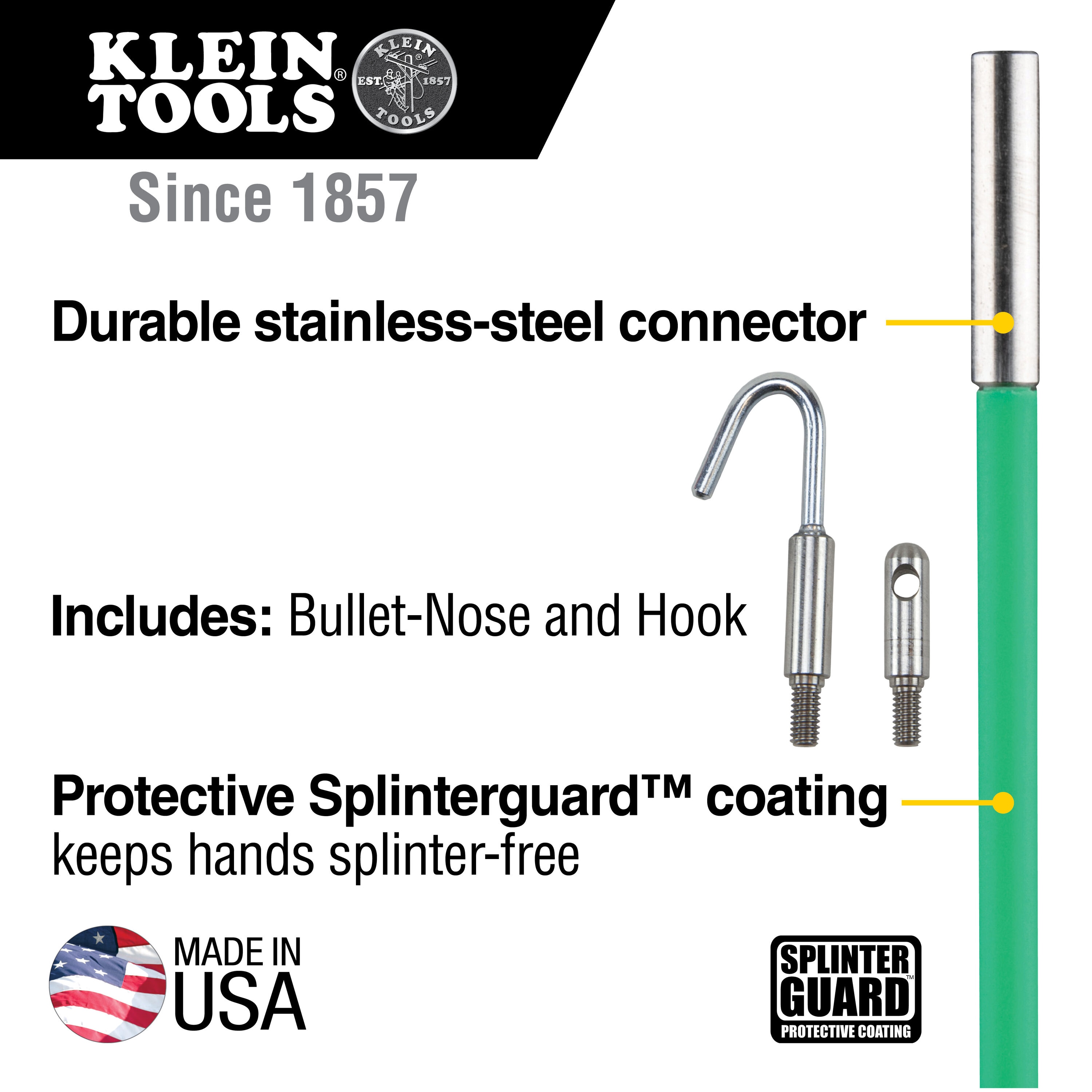 Klein Tools 5-ft Hi-Flex Fiberglass Glow In The Dark Fish Rod in the Fish  Tape & Poles department at