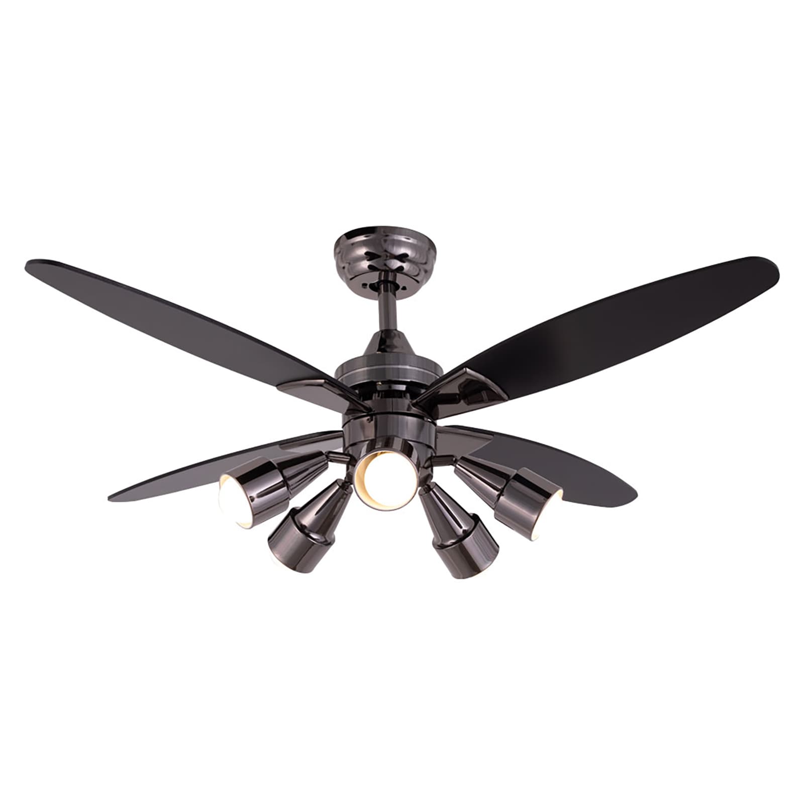 Oukaning HG-HCX-2832-US Multi Direction Light 48-Inches LED Black Rotatable Light with Wood Blades Color-Changing Integrated LED Fixture Indoor Downrod mount Chandelier Ceiling Fan Light kit compatible and Remote ( 4 -Blade)
