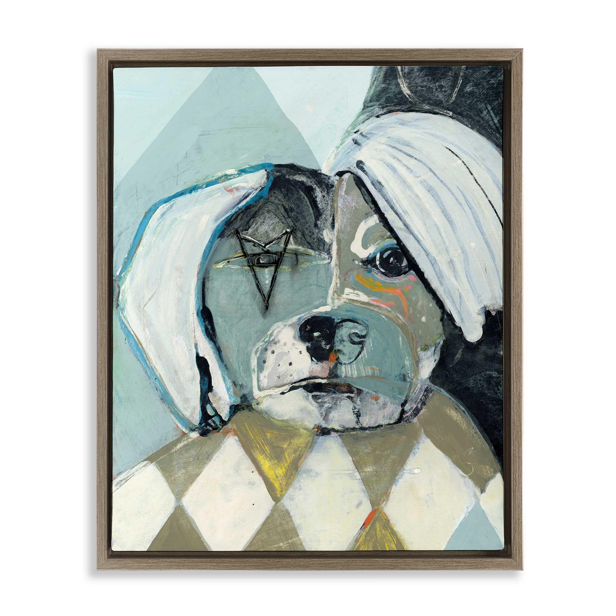 Stupell Industries BS-630-FFE-16X20 Abstract Dog Face Portrait Brown Framed Floater Canvas Wall Art By Stacy Milrany 17 x 21