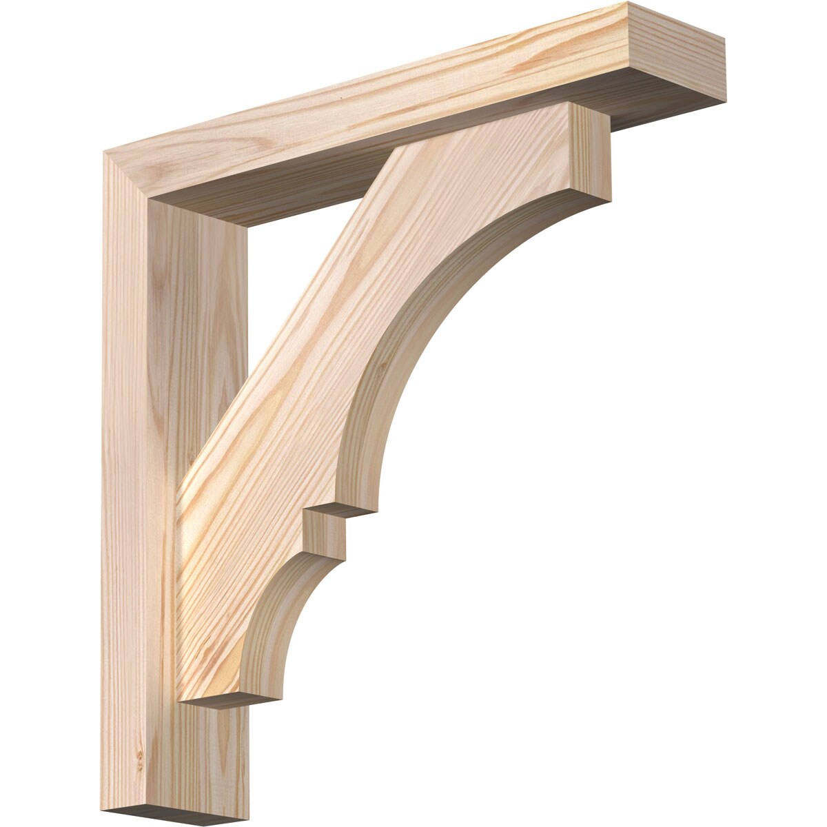 Ekena Millwork 1462108 Balboa Block Smooth Bracket with Offset Brace Douglas Fir Wood Standard Bracket