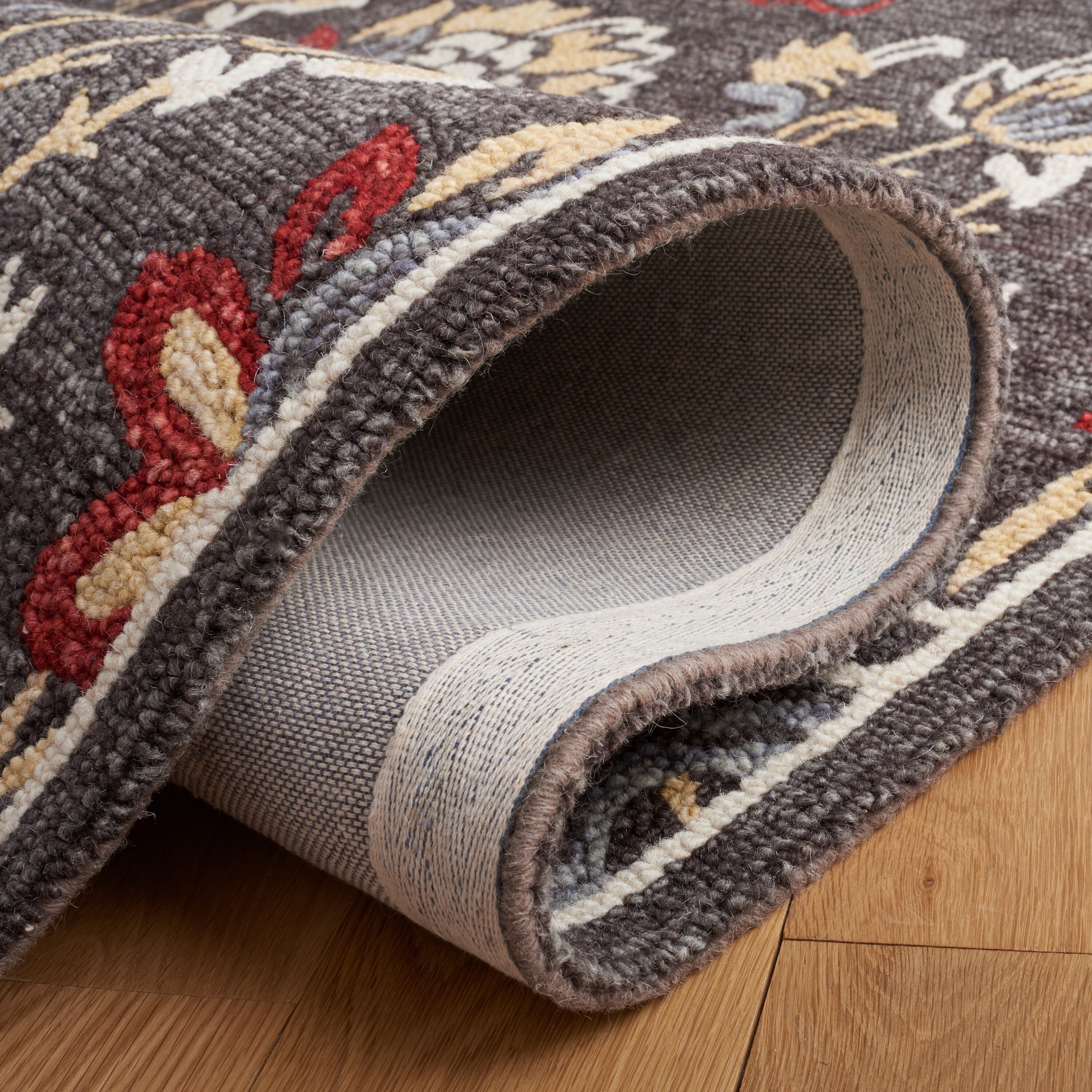 Gray Floral Hand-Tufted Wool 8' x 10' Area Rug