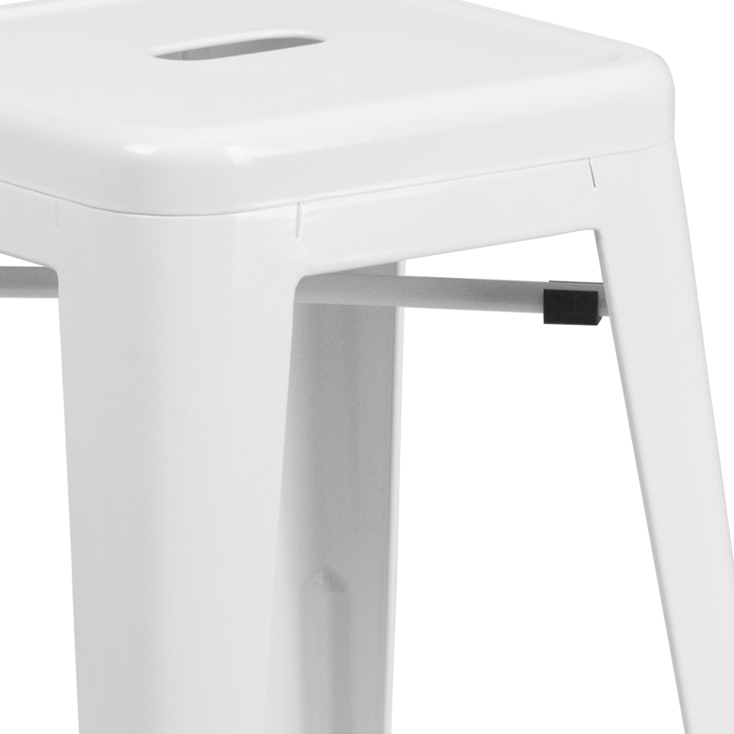 24" High Backless White Metal Indoor-Outdoor Counter Stool