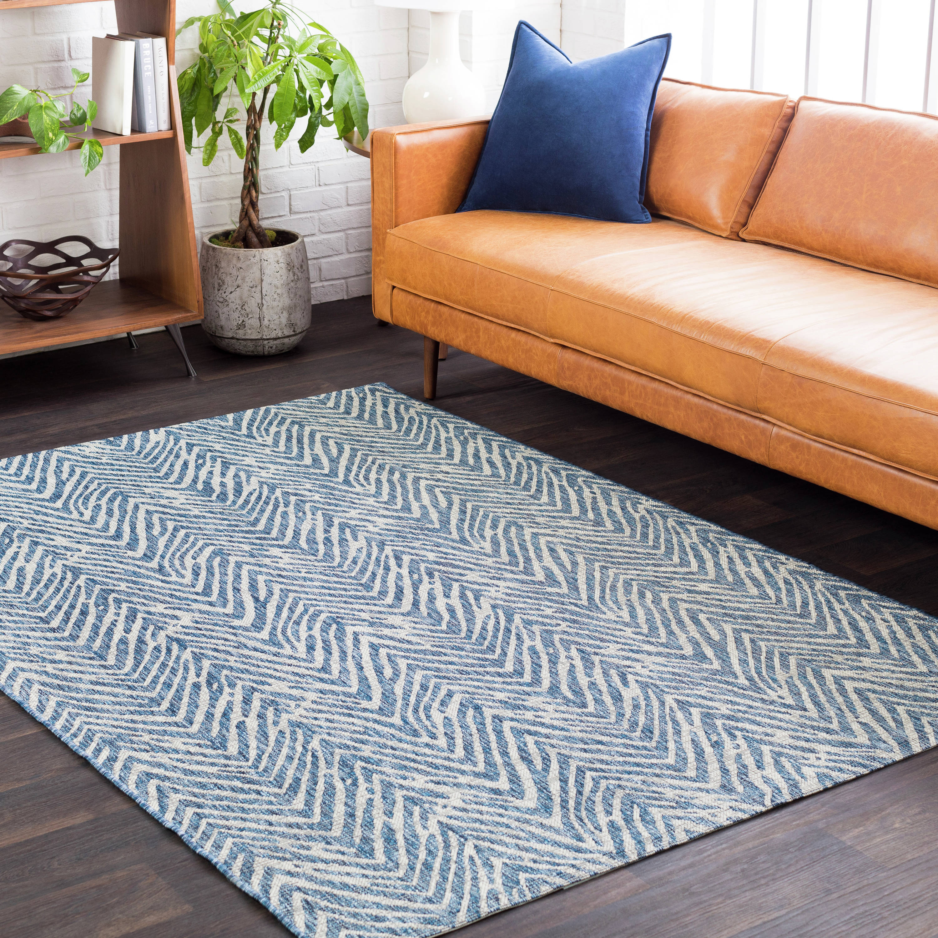 Livabliss EAG2319-710103 Eagean 8 x 10 (ft) Synthetic Navy Rectangular Indoor/Outdoor Chevron Bohemian/Eclectic Area rug